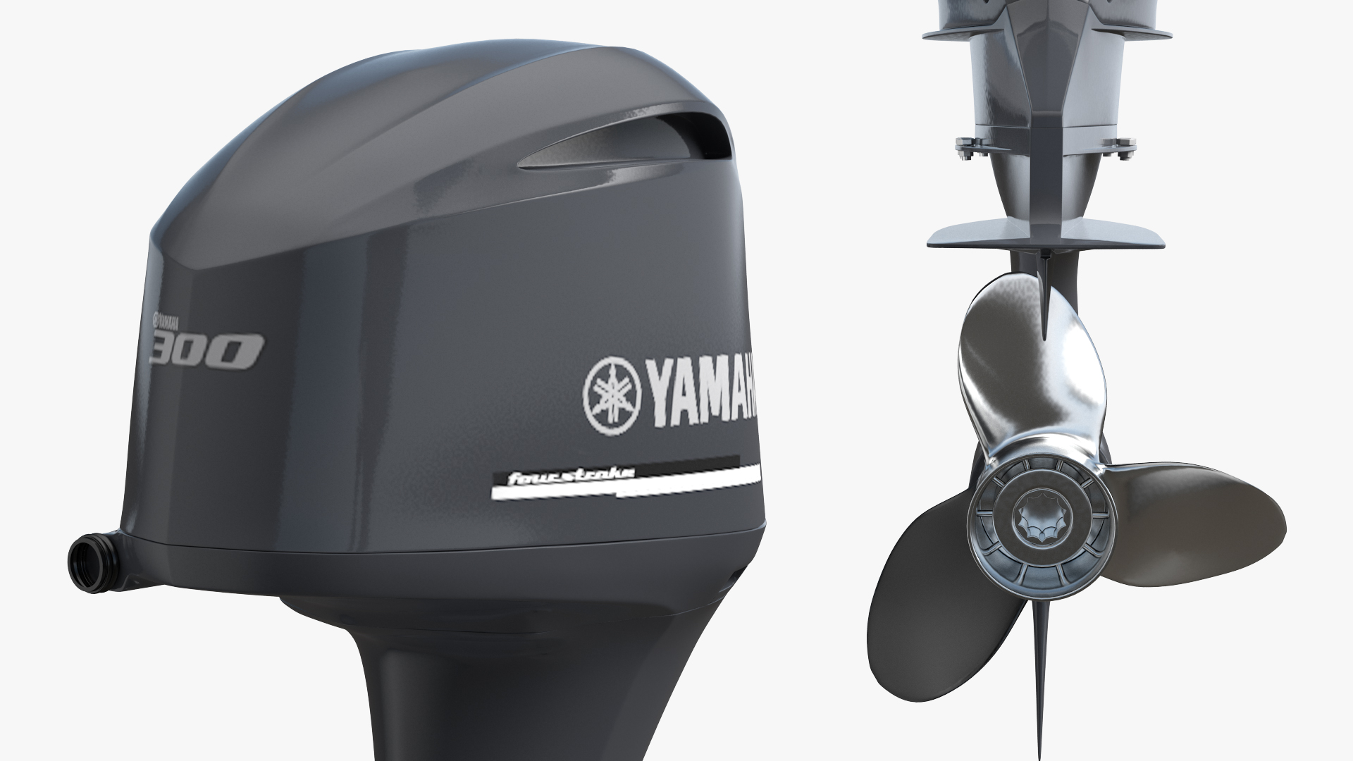 3D Yamaha 350 V8 Outboard Motor model