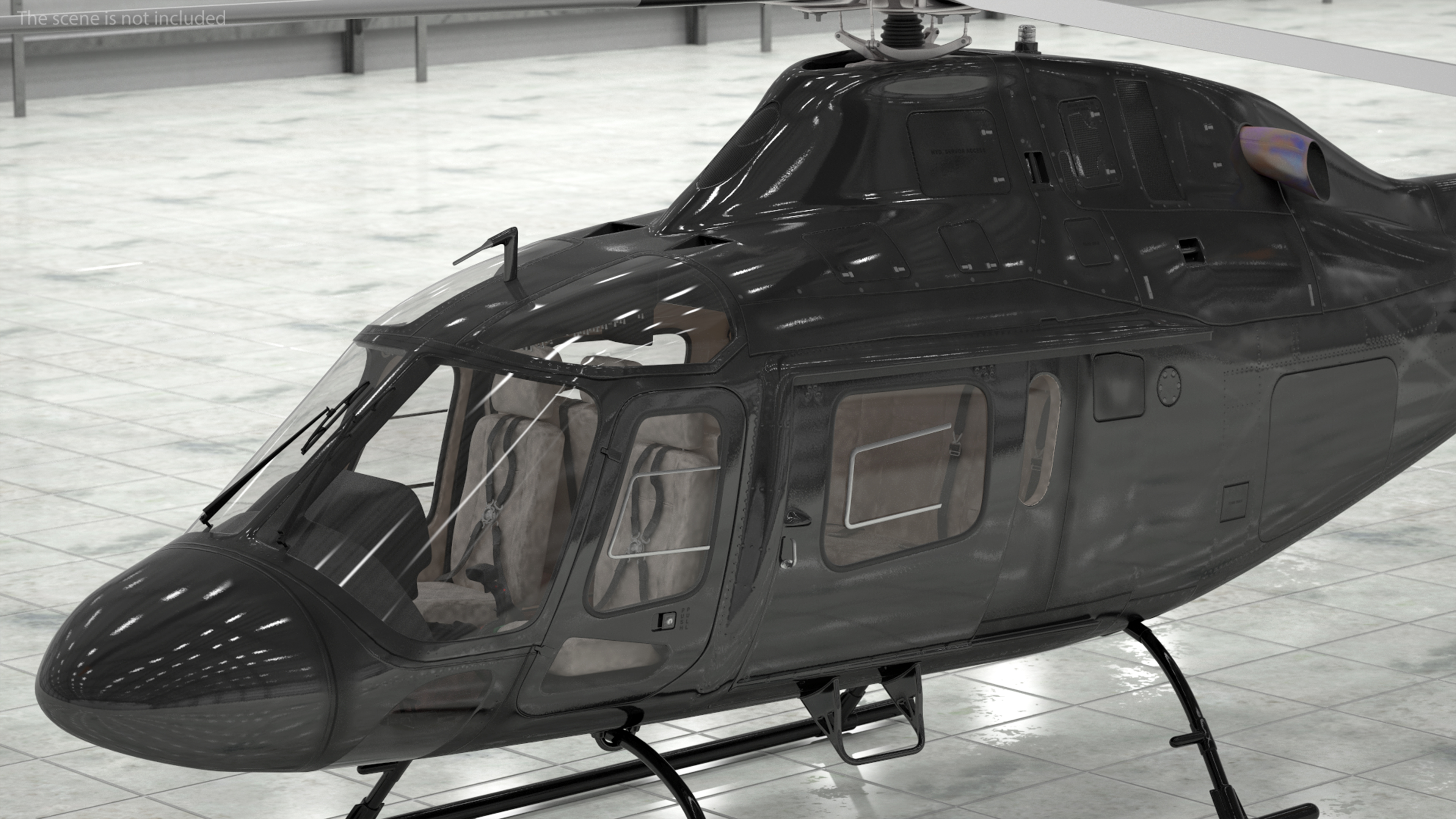 3D model Utility Helicopter Black Rigged for Cinema 4D