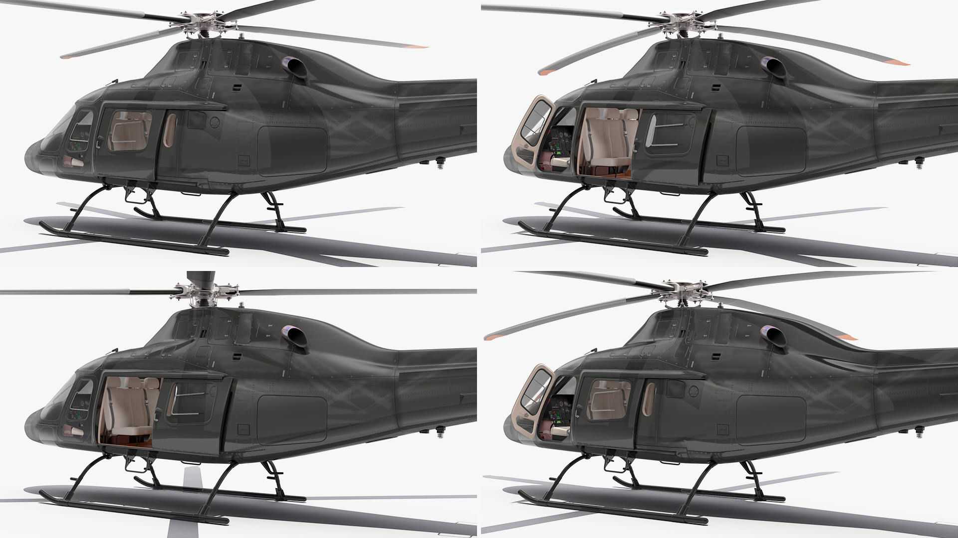 3D model Utility Helicopter Black Rigged for Maya