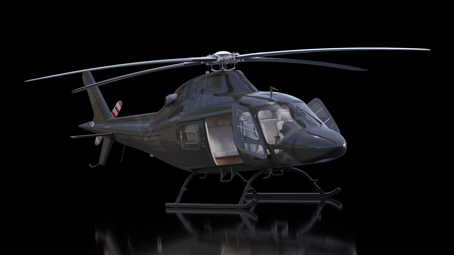 3D model Utility Helicopter Black Rigged for Cinema 4D