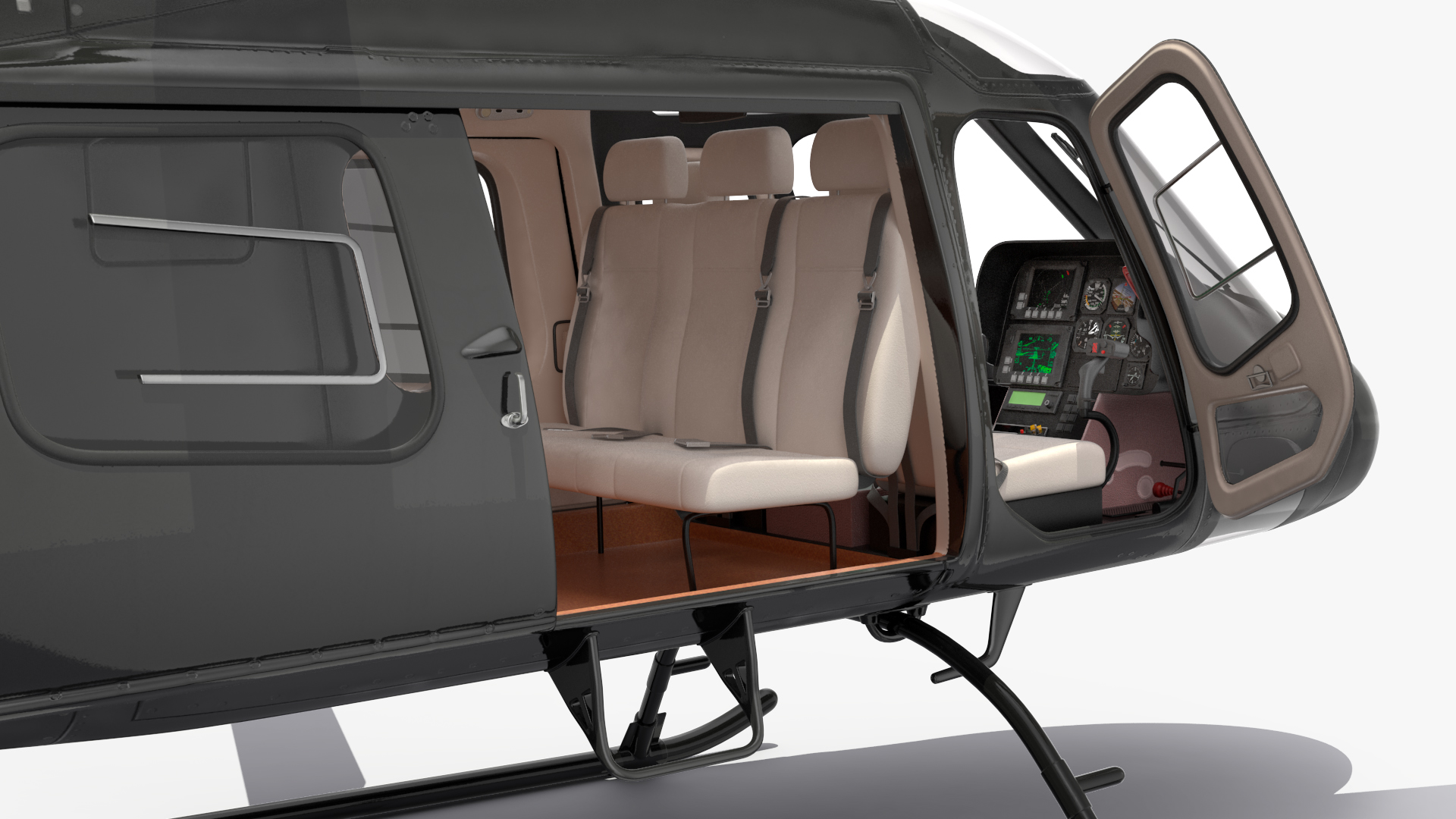 3D model Utility Helicopter Black Rigged for Maya