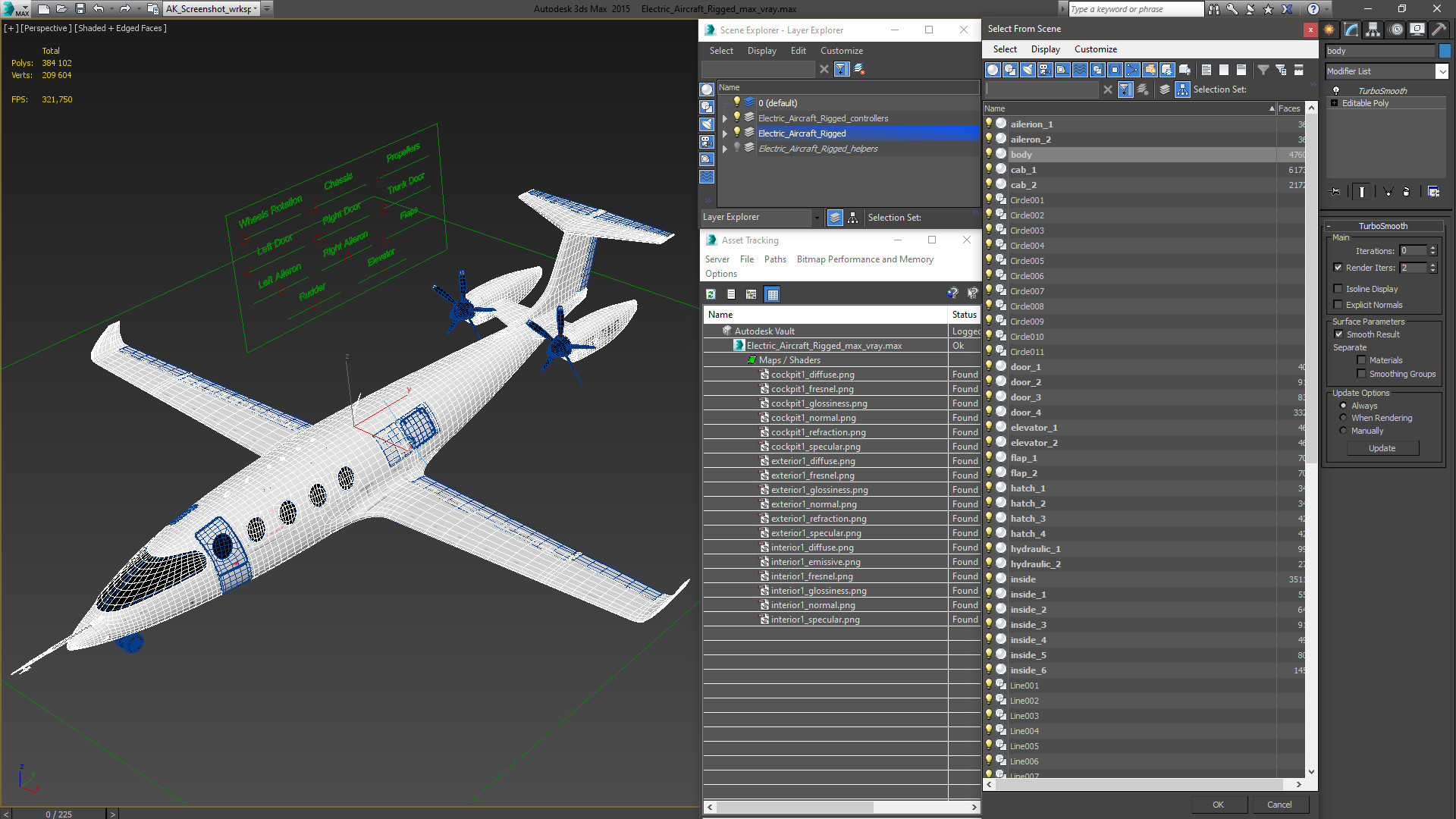 Electric Aircraft Rigged 3D model