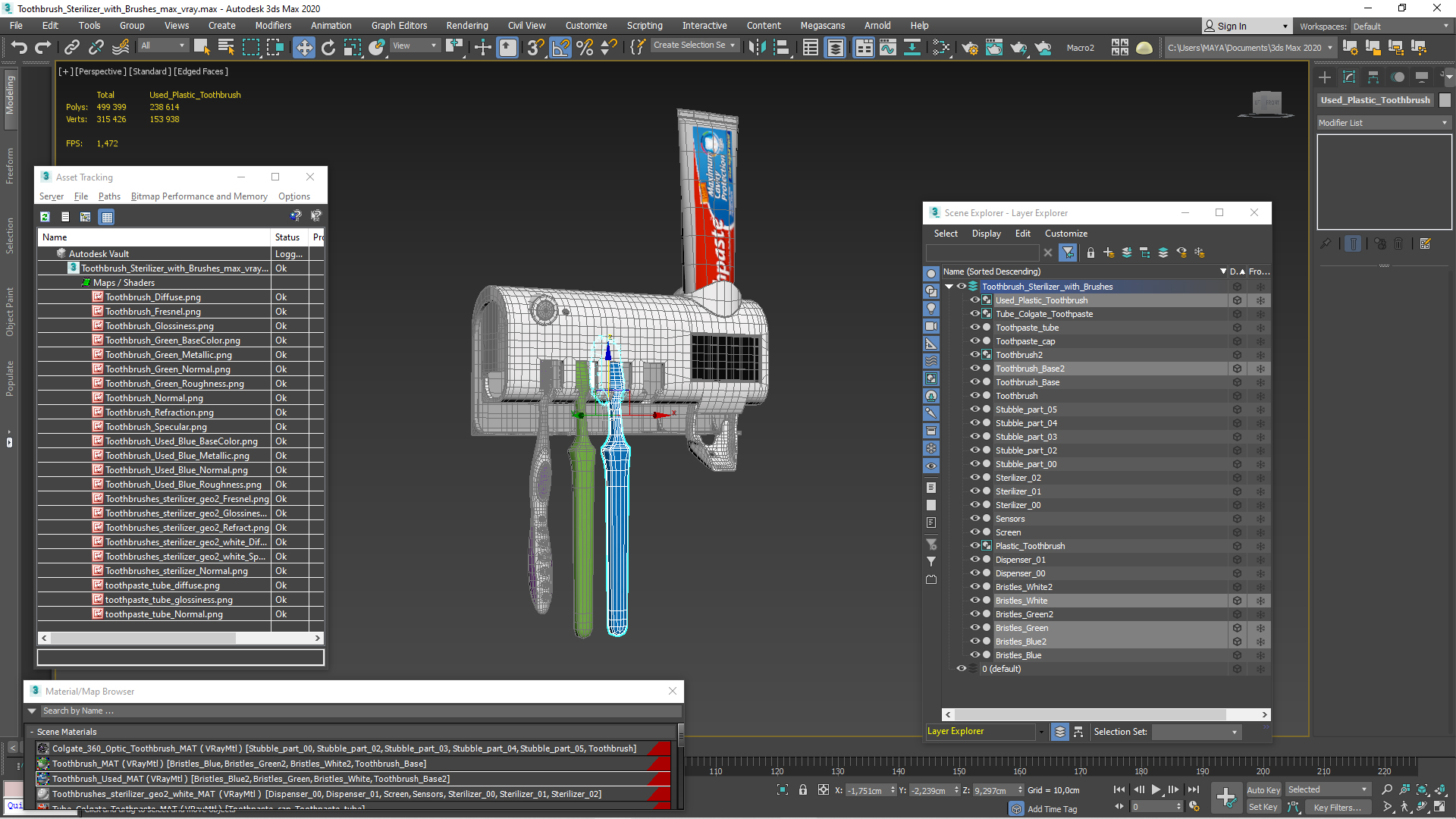 Toothbrush Sterilizer with Brushes 3D model