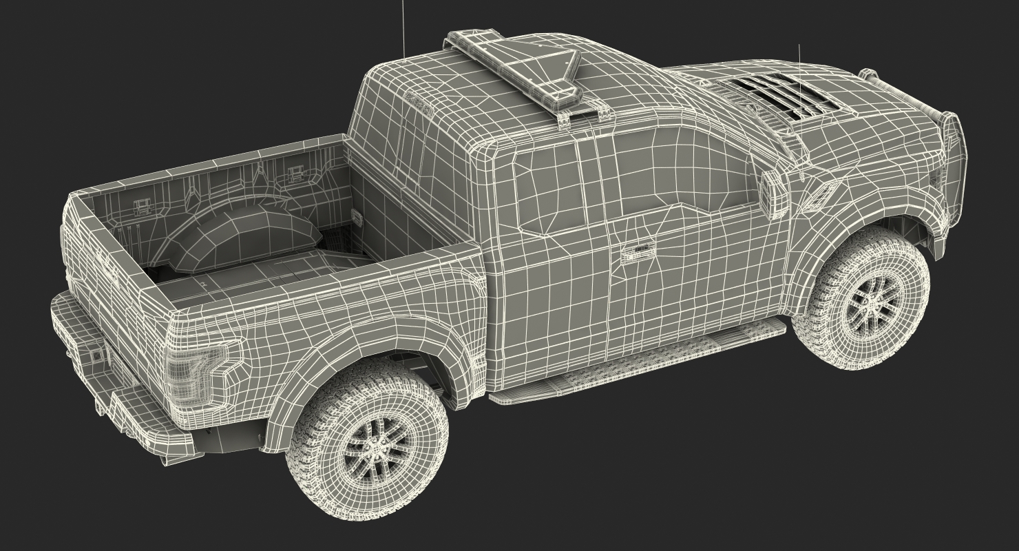 3D Police Pickup Truck Generic Simple Interior model