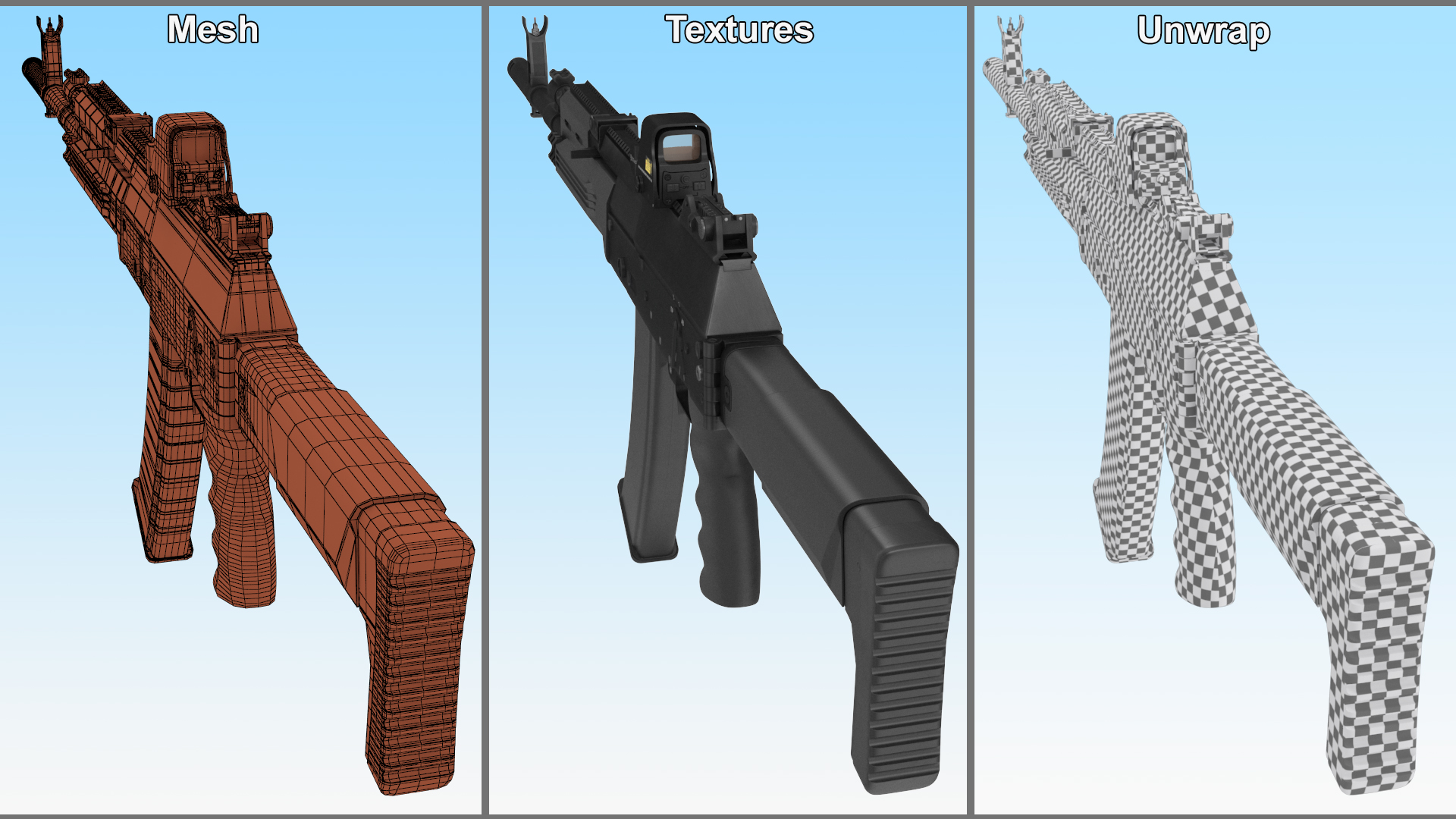 Kalashnikov AK-12 2011 with Holographic Sight New 3D model