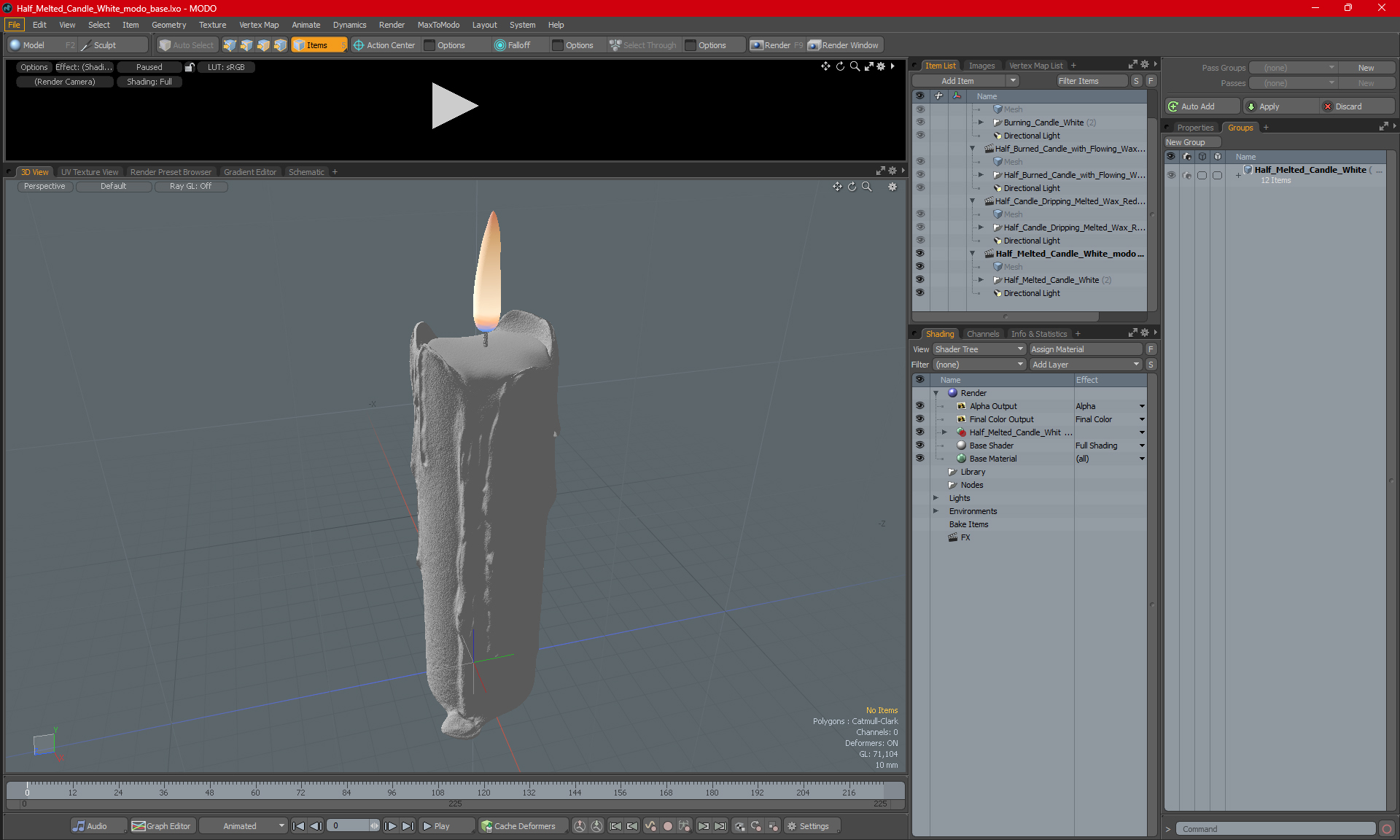 Half Melted Candle White 3D model