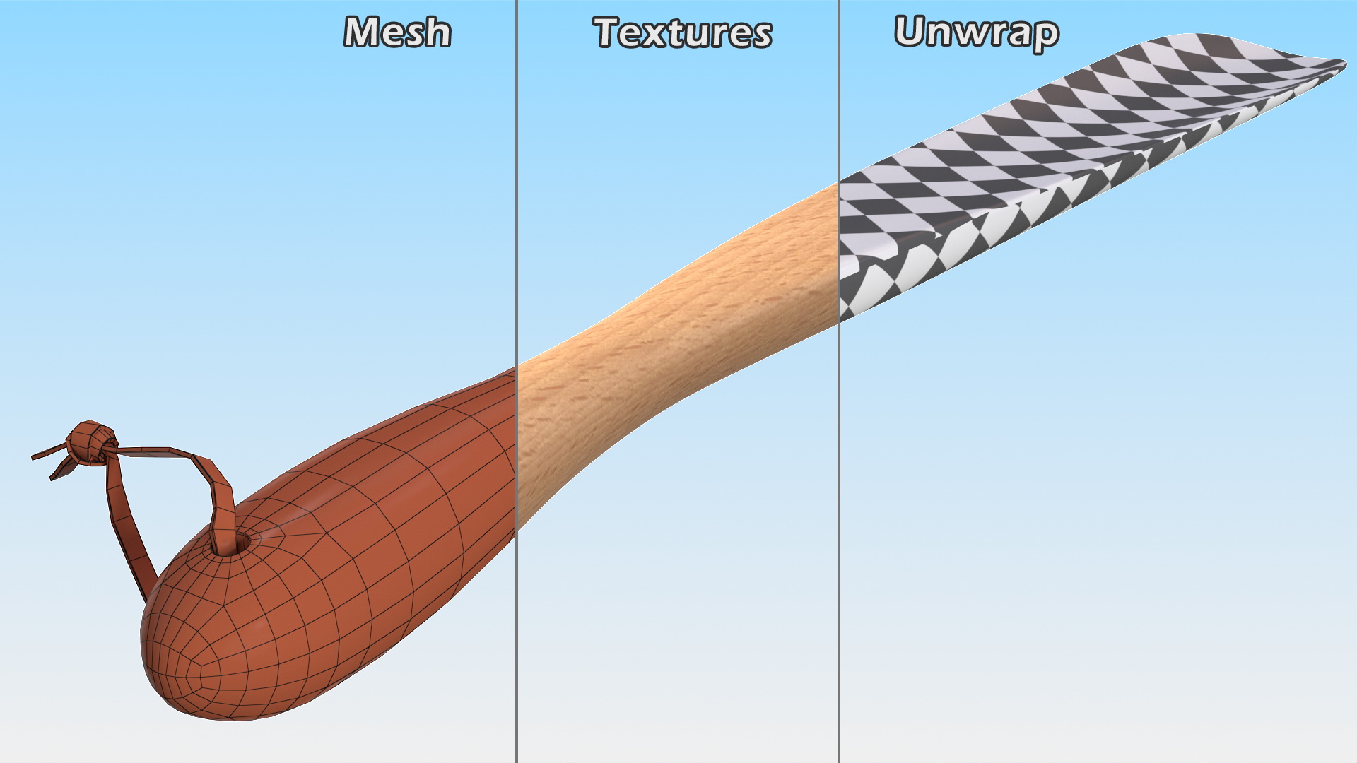 Small Wooden Shoe Horn 3D