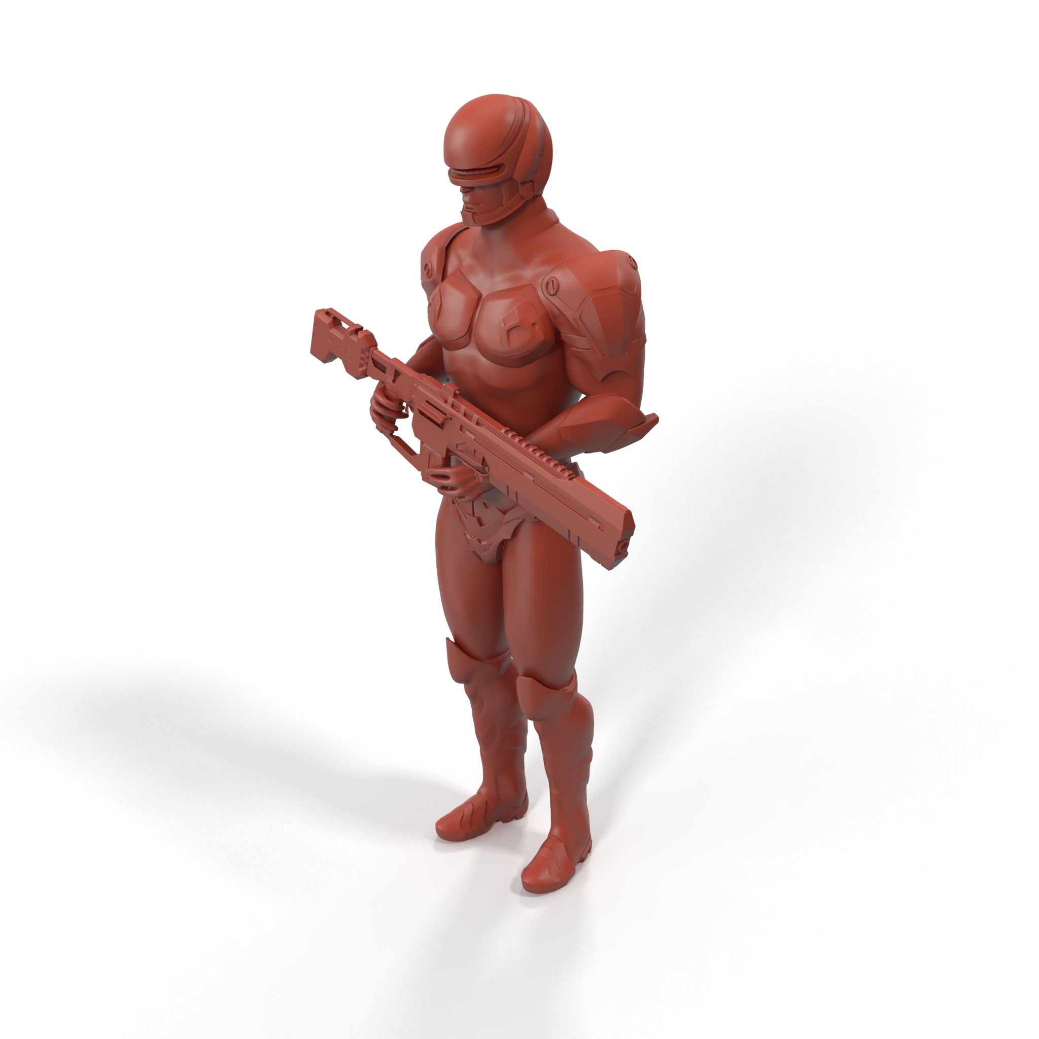 3D Sci Fi Soldier with Assault Rifle for 3D Print