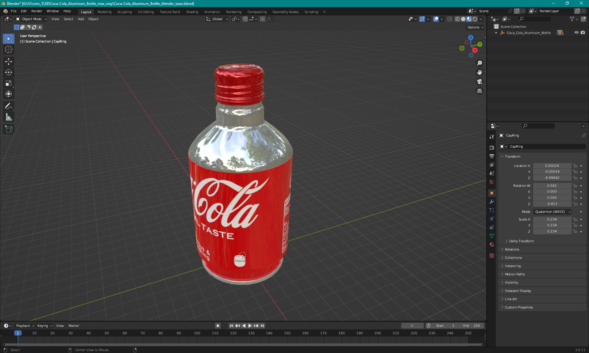 3D model Coca-Cola Aluminum Bottle