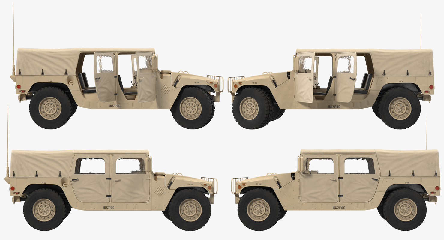 3D Soft Top Troop Carrier HMMWV m1035 Rigged Desert model