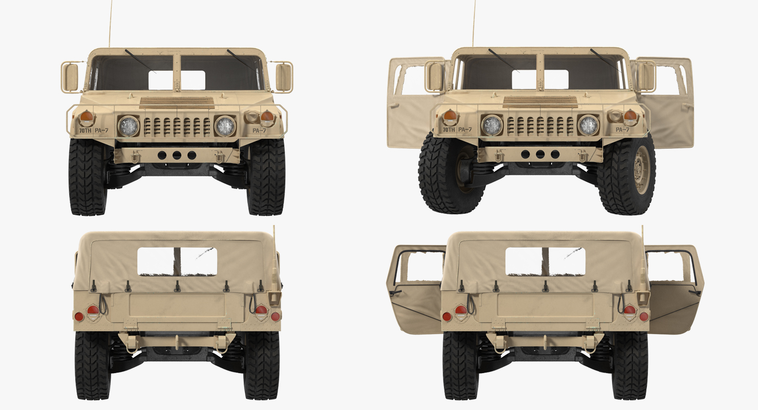 3D Soft Top Troop Carrier HMMWV m1035 Rigged Desert model