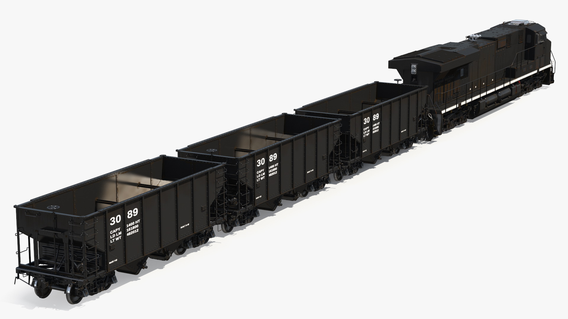 3D USA Diesel Locomotive with Coal Hopper Cars model