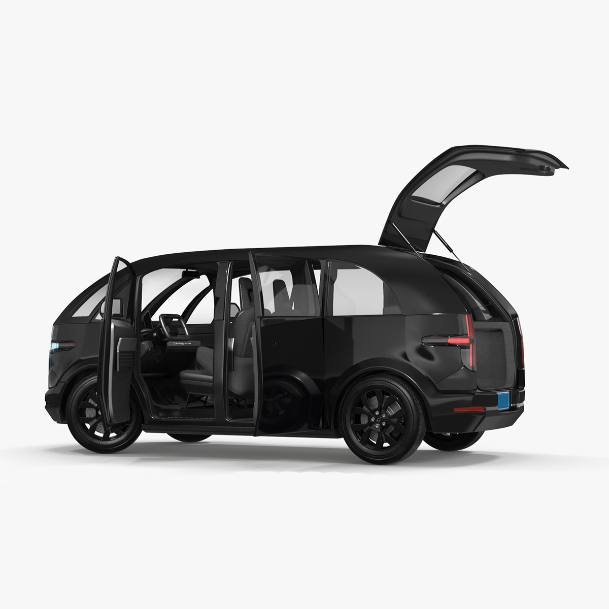 3D Electric Minibus Premium Black Rigged for Maya