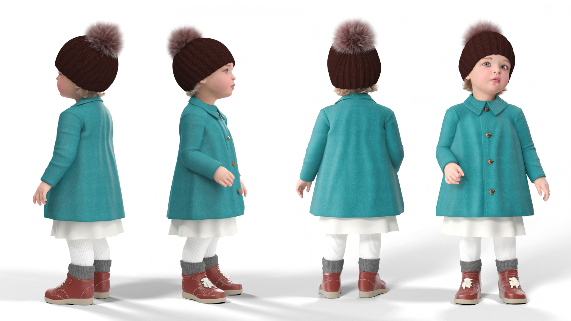 Toddler Girl Everyday Autumn Style Standing Fur 3D