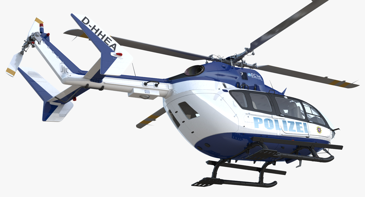 3D Eurocopter EC145 German Police Helicopter Rigged model