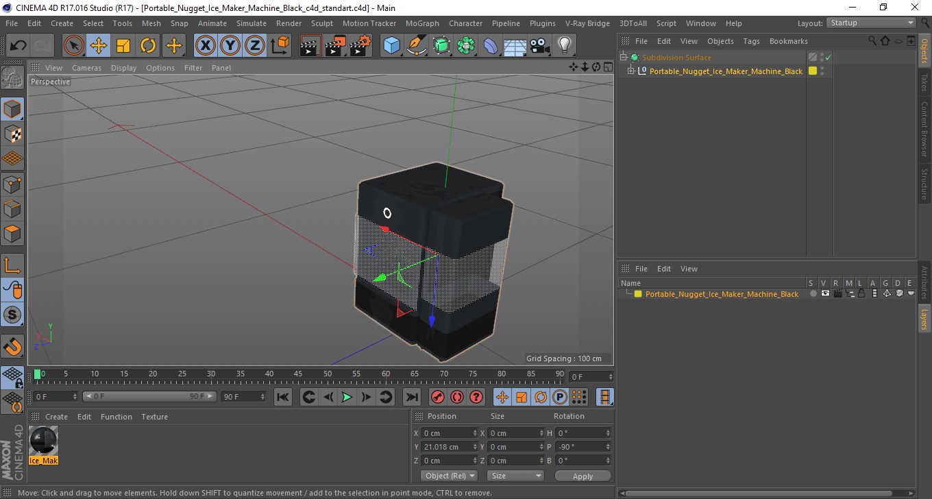 Portable Nugget Ice Maker Machine Black 3D model