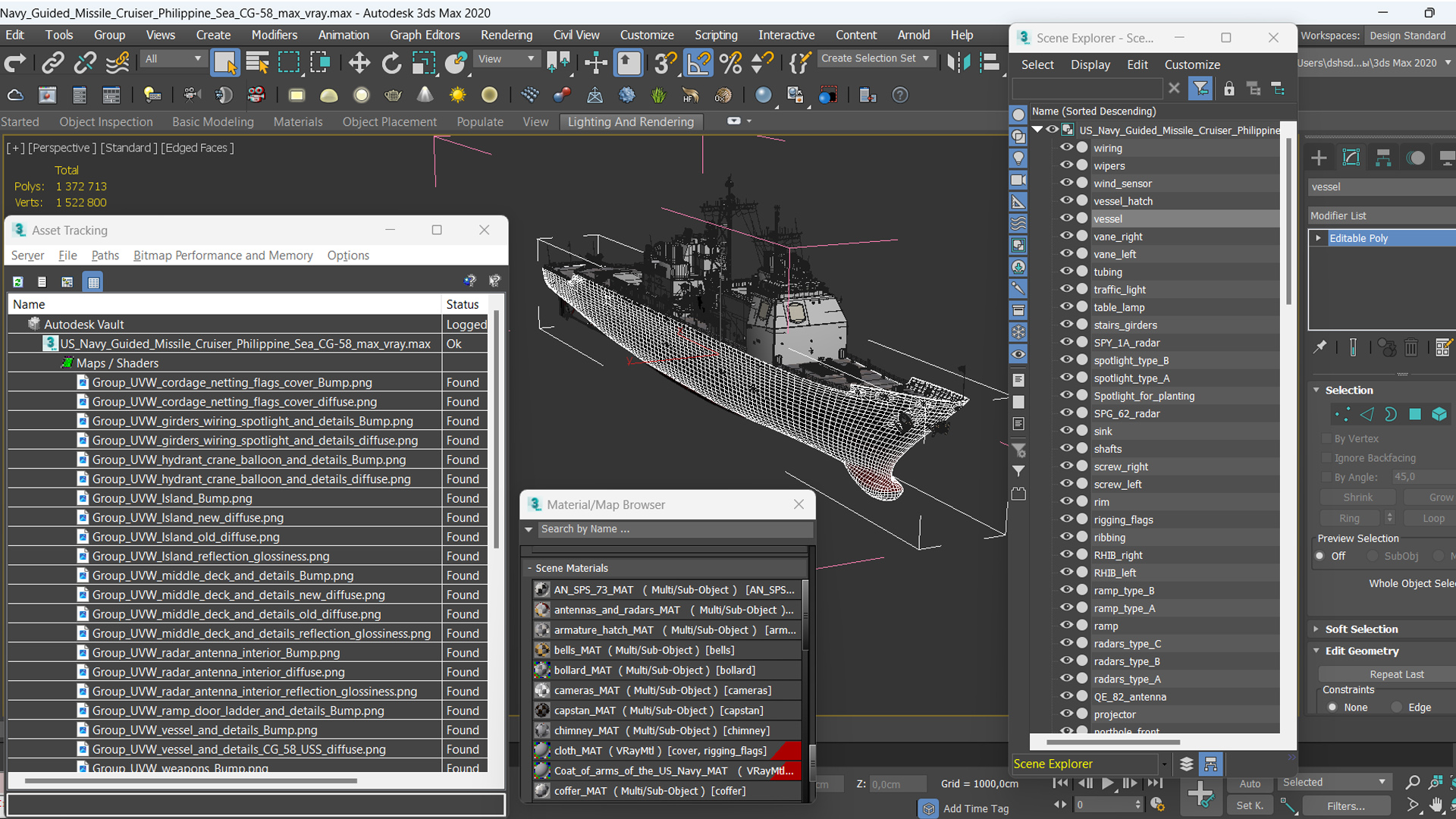 3D US Navy Guided Missile Cruiser Philippine Sea CG-58