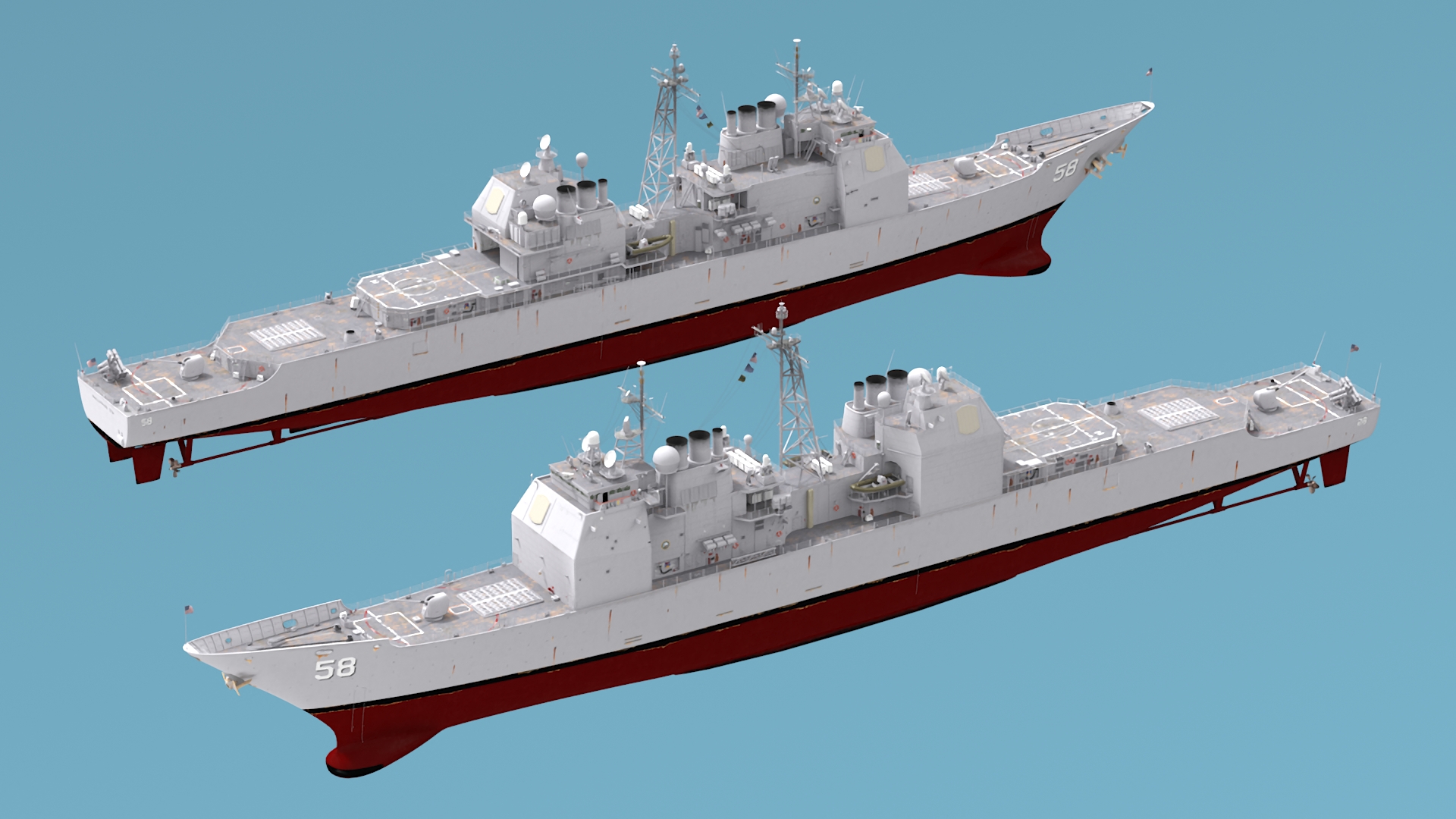 3D US Navy Guided Missile Cruiser Philippine Sea CG-58