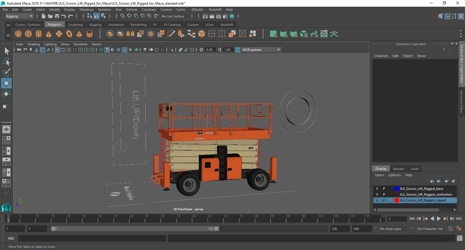 JLG Scissor Lift Rigged for Maya 3D