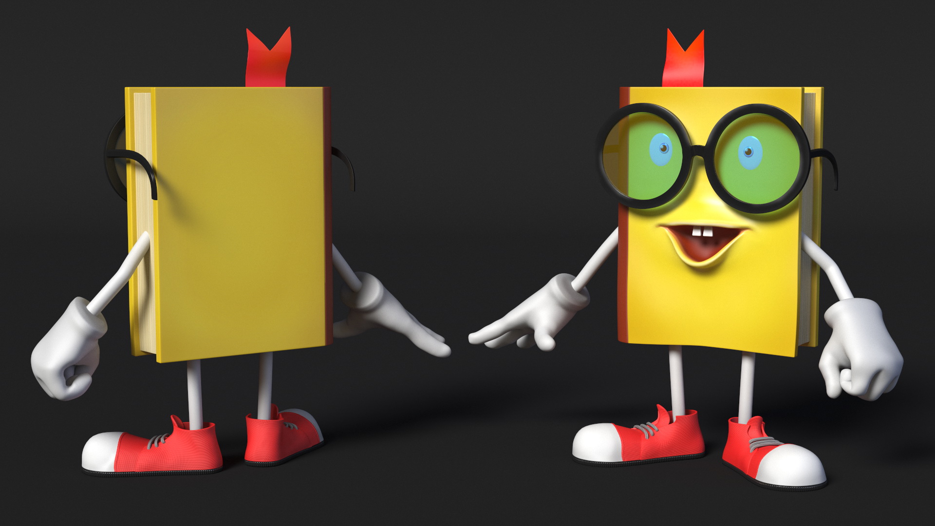 3D model Toon Yellow Book Character Standing Pose