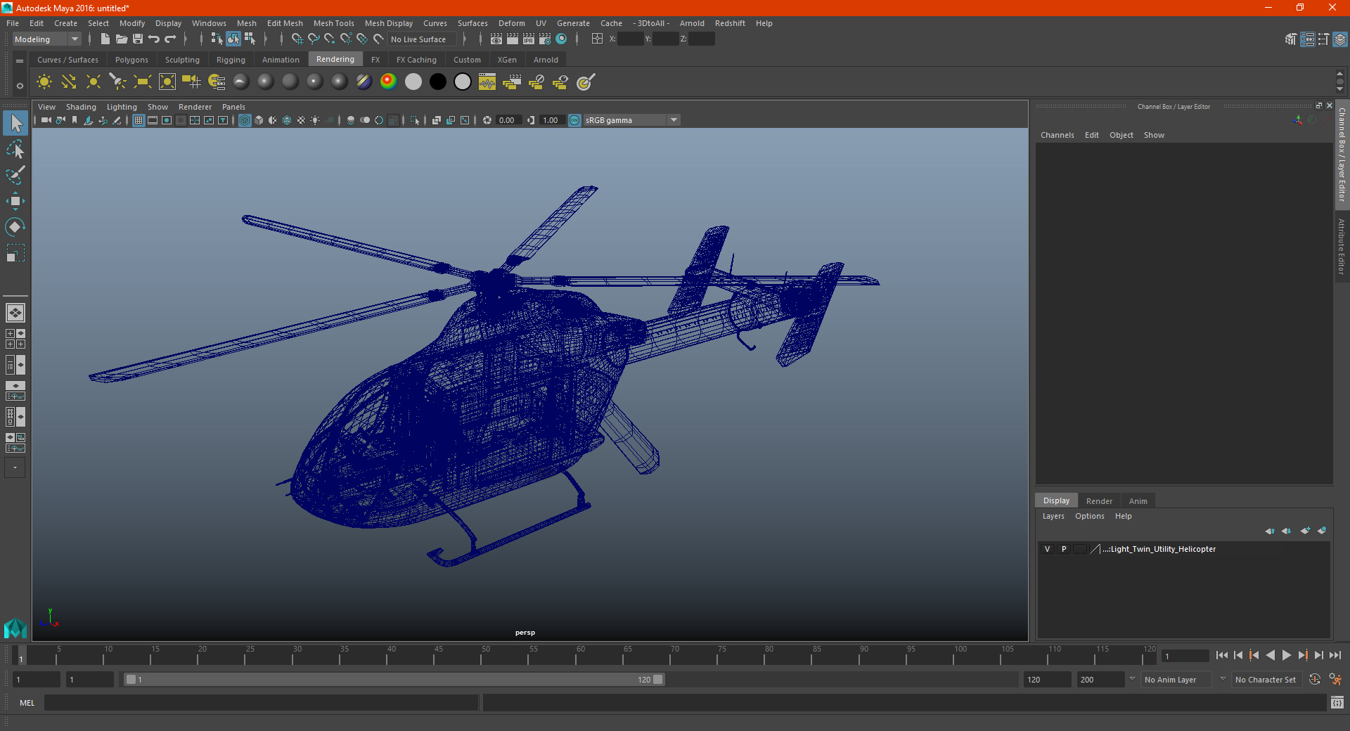 Light Twin Utility Helicopter 3D model