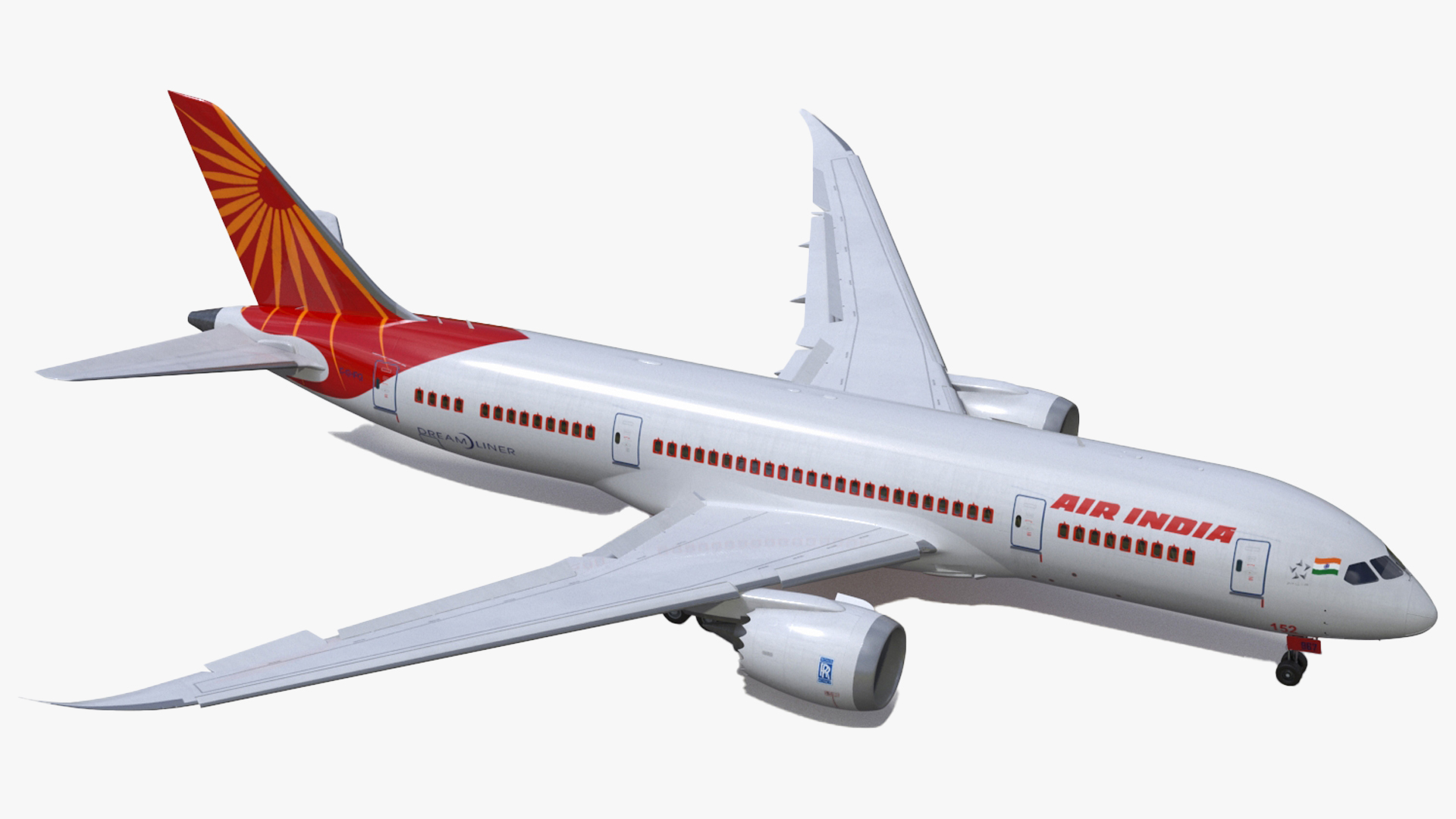 3D Air India Boeing 787-8 Dreamliner Aircraft Rigged for Maya model