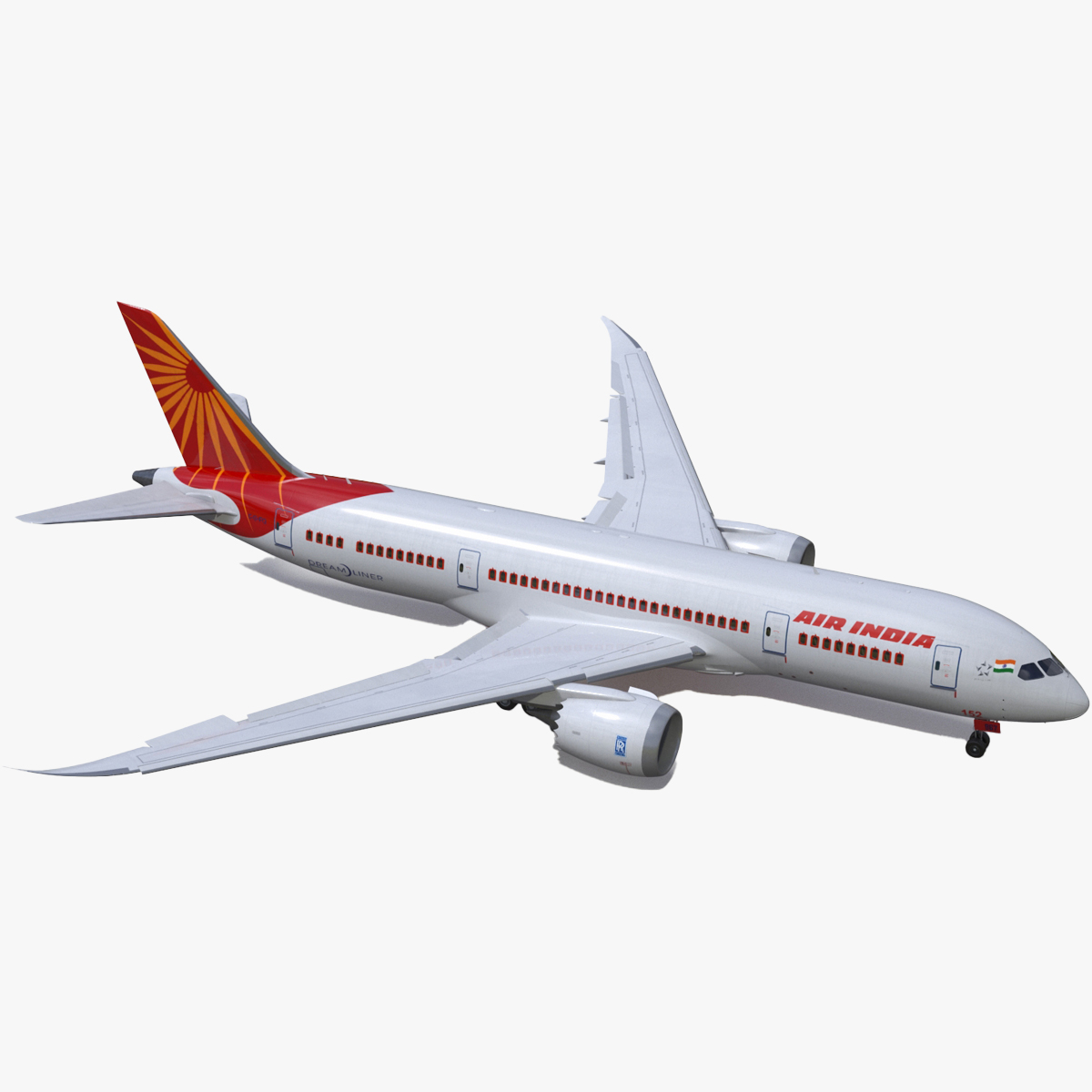 3D Air India Boeing 787-8 Dreamliner Aircraft Rigged for Maya model