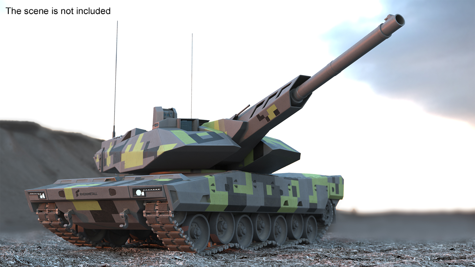 3D Rheinmetall Panther KF51 Dusted Rigged model