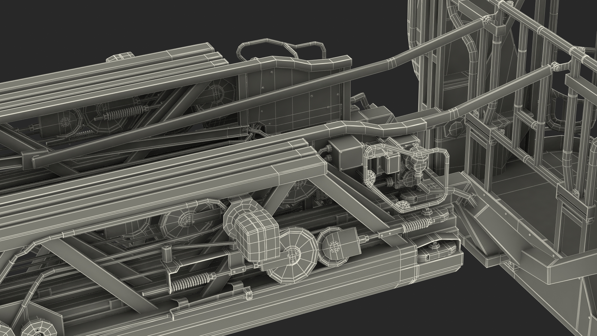 Magirus M32L AS Turntable Ladder Rigged 3D model