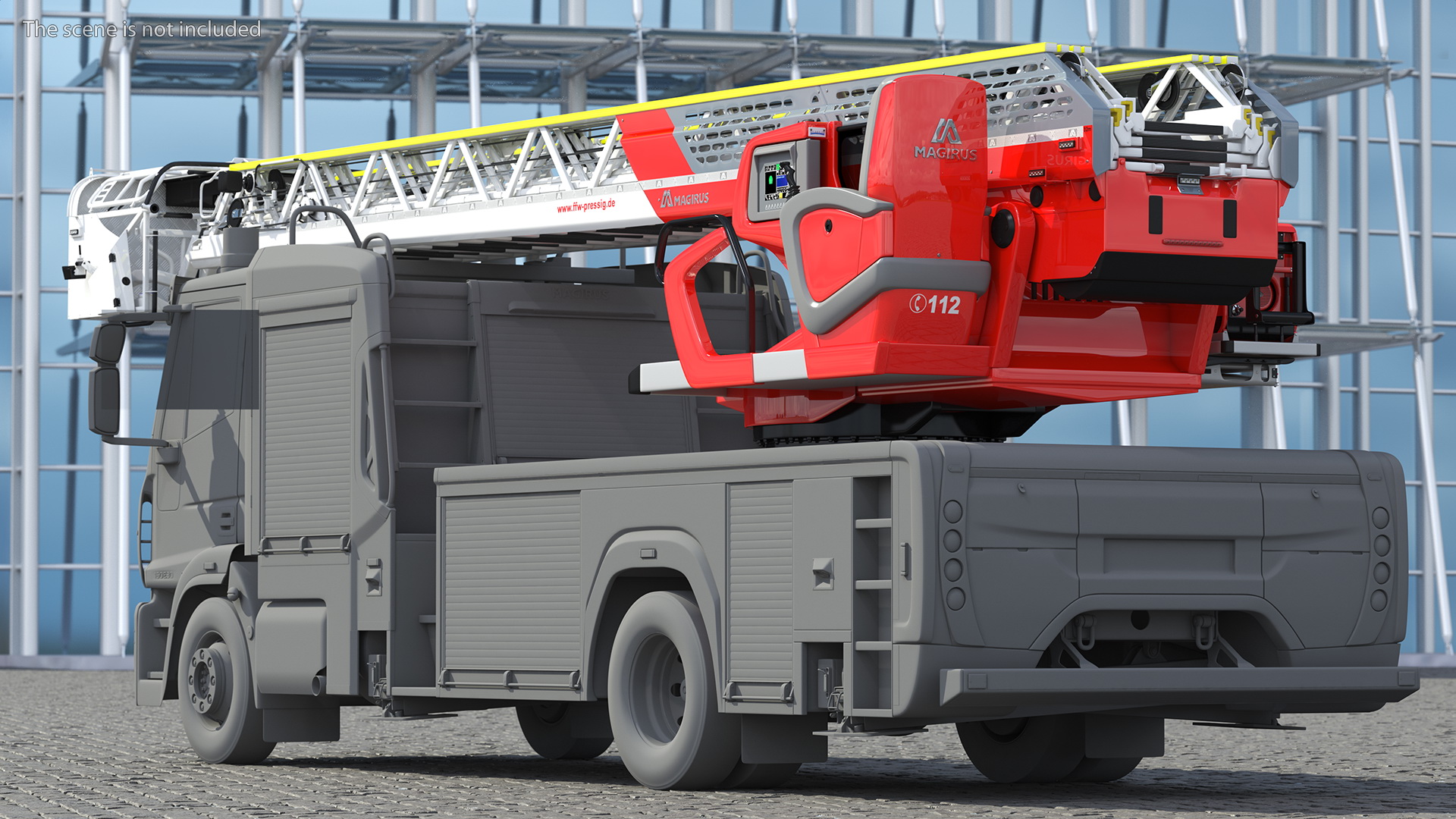 Magirus M32L AS Turntable Ladder Rigged 3D model