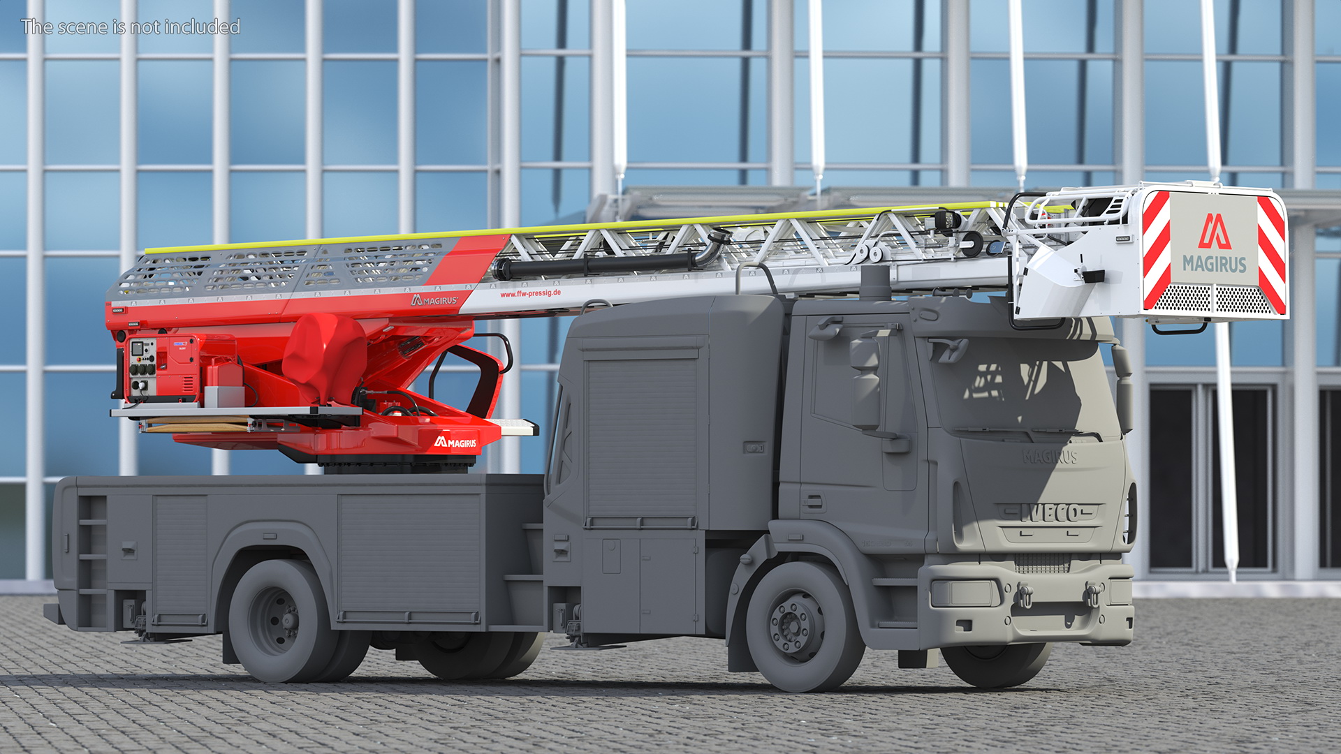 Magirus M32L AS Turntable Ladder Rigged 3D model