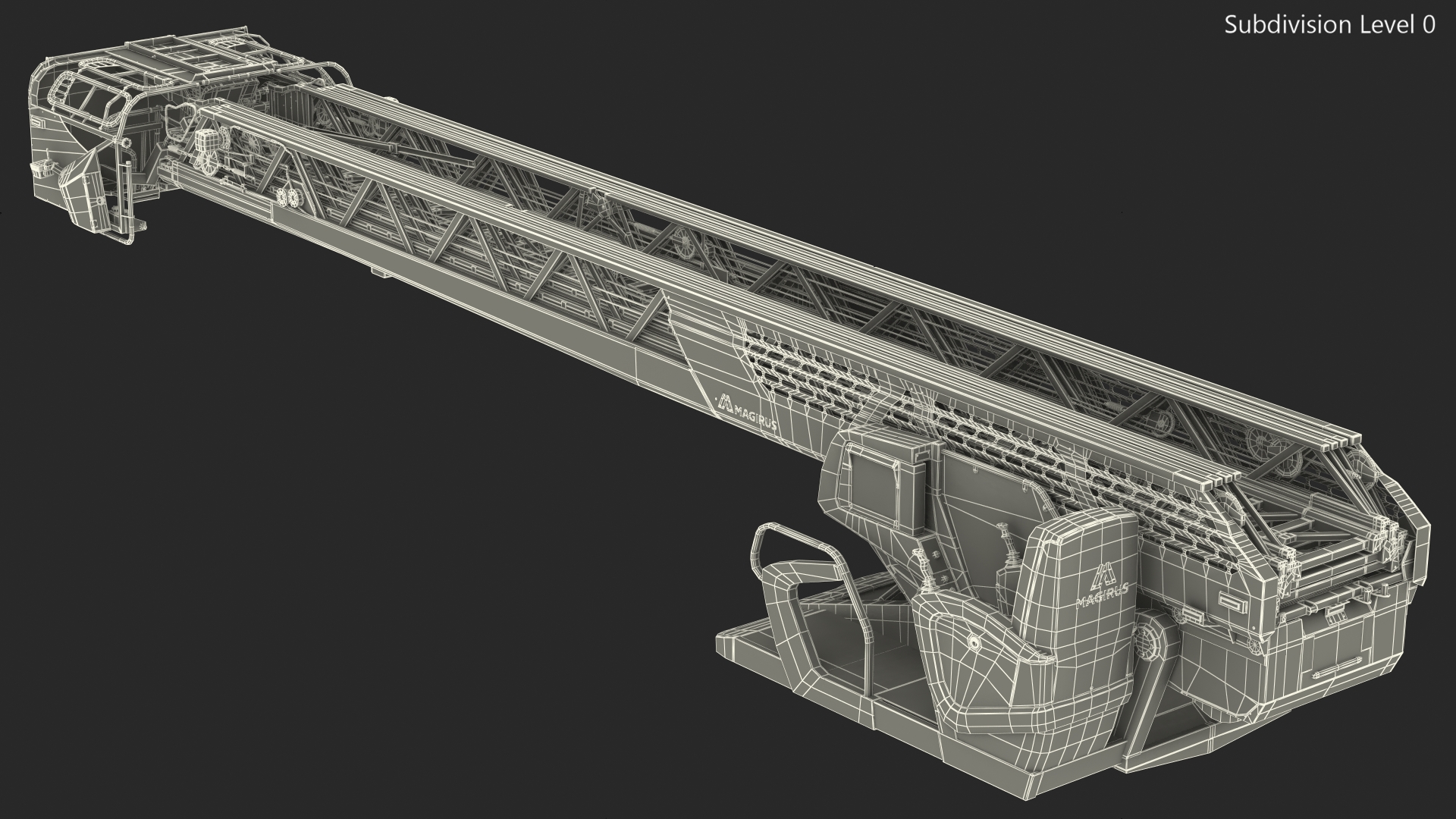 Magirus M32L AS Turntable Ladder Rigged 3D model