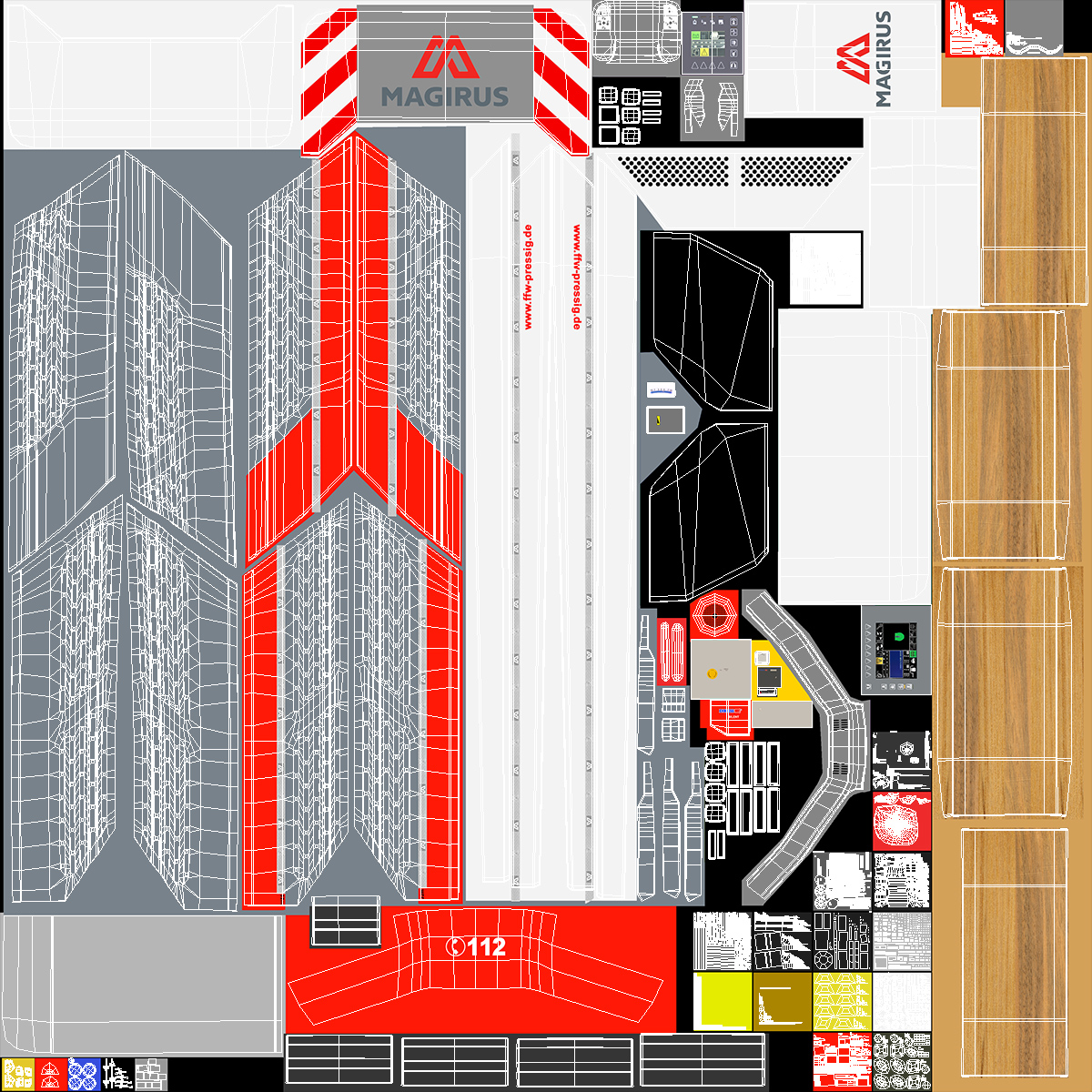 Magirus M32L AS Turntable Ladder Rigged 3D model