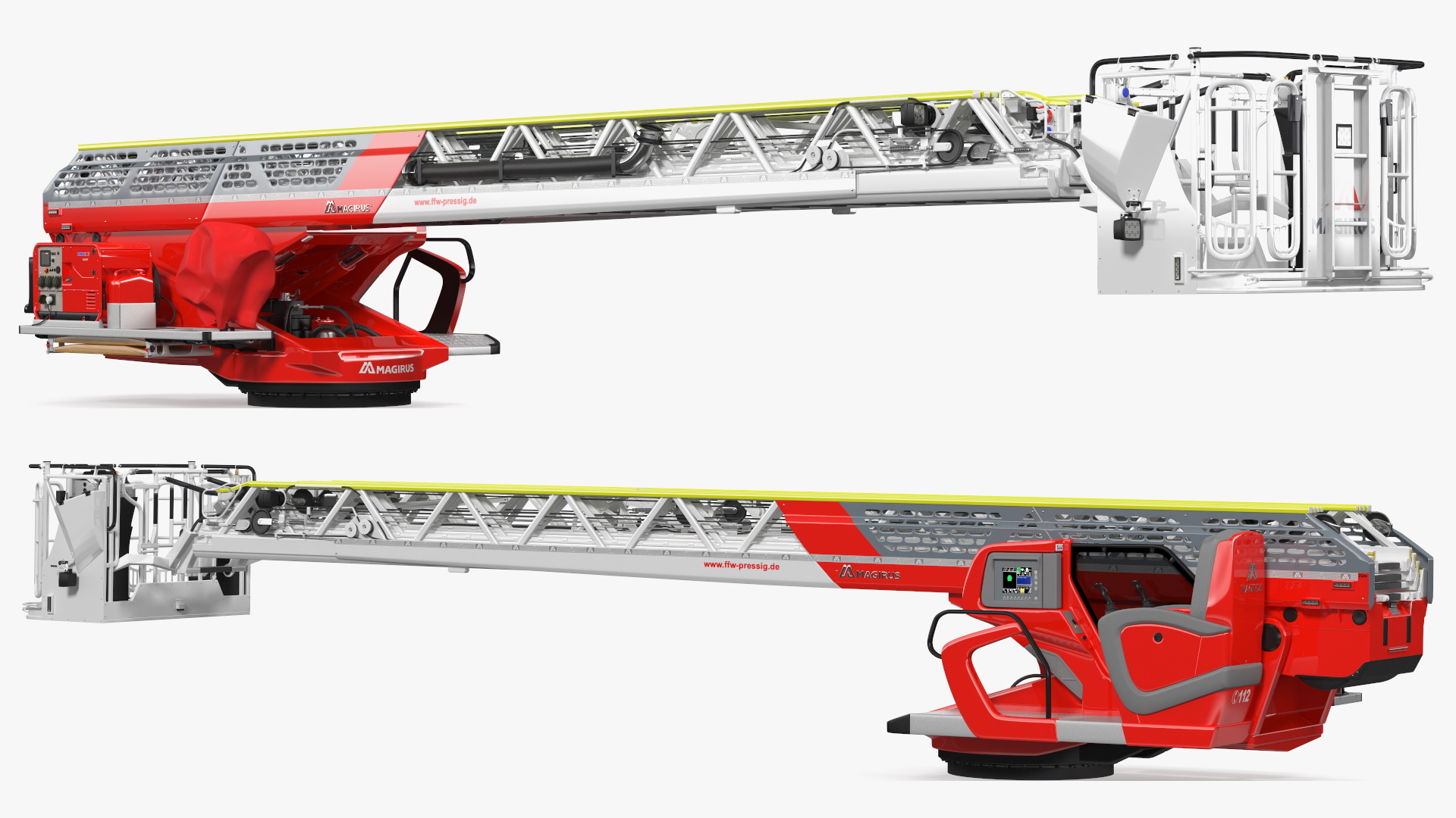 Magirus M32L AS Turntable Ladder Rigged 3D model