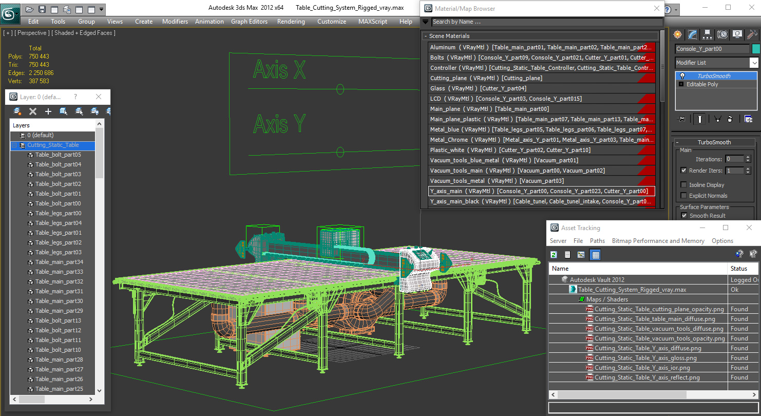 Table Cutting System Rigged 3D