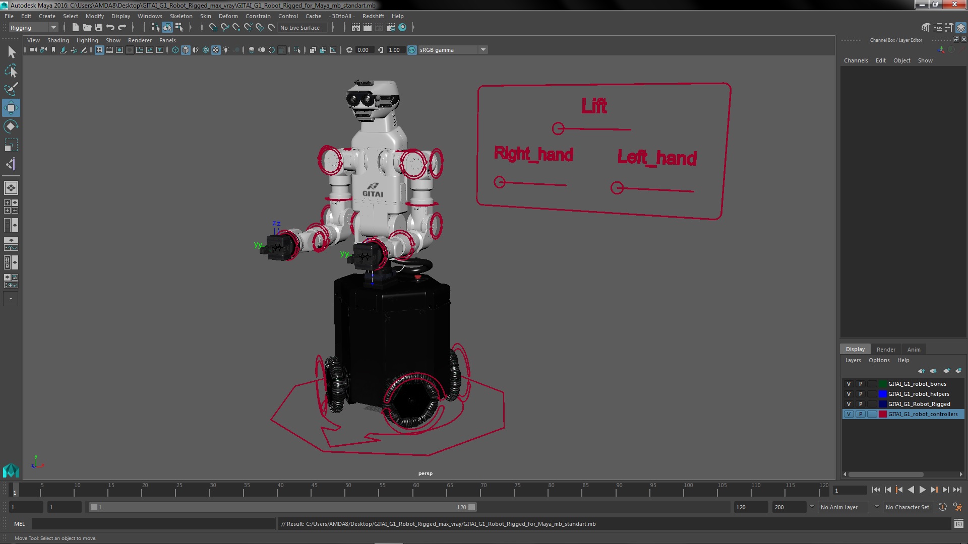 3D model GITAI G1 Robot Rigged for Maya