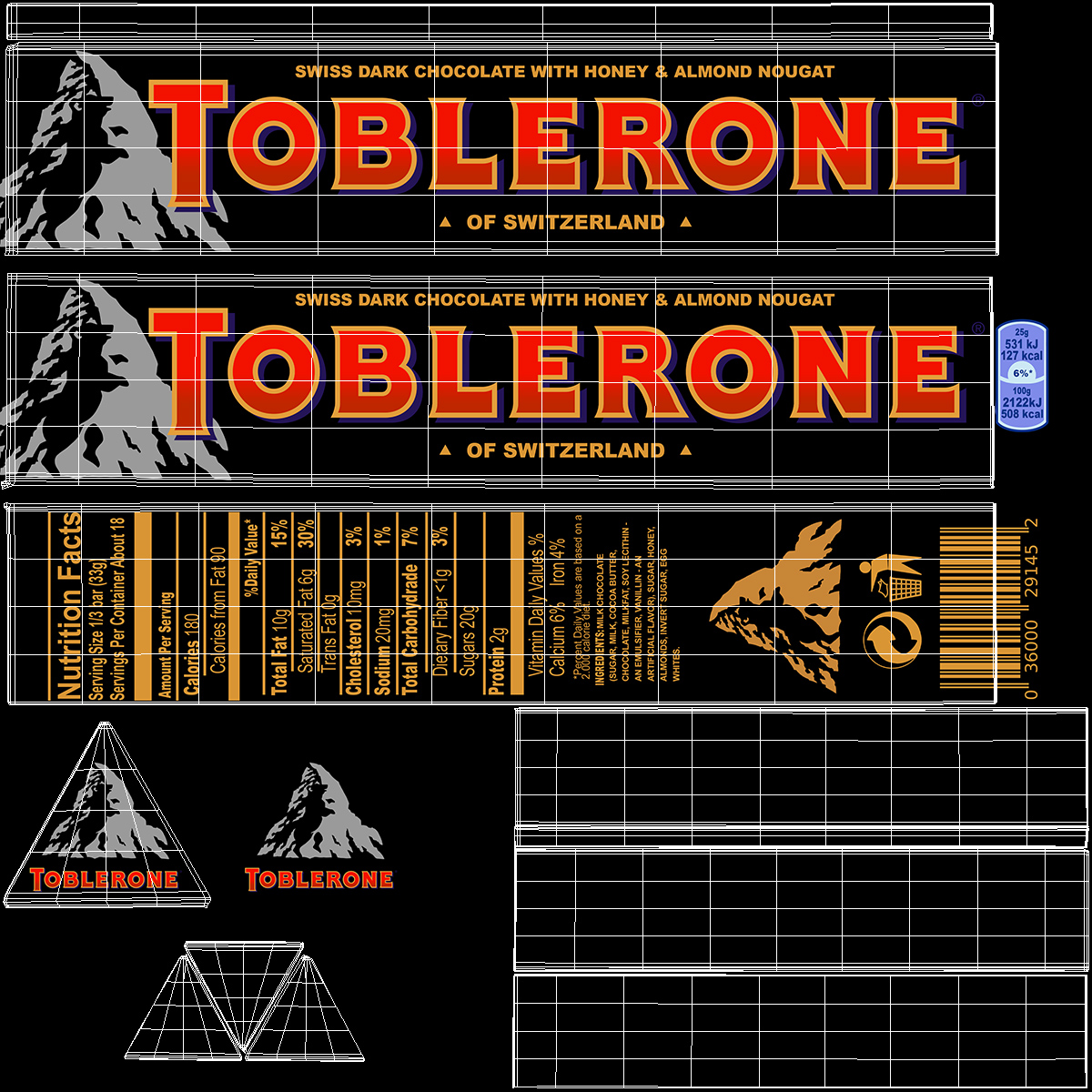 3D model Opened Toblerone Dark Chocolate Bar