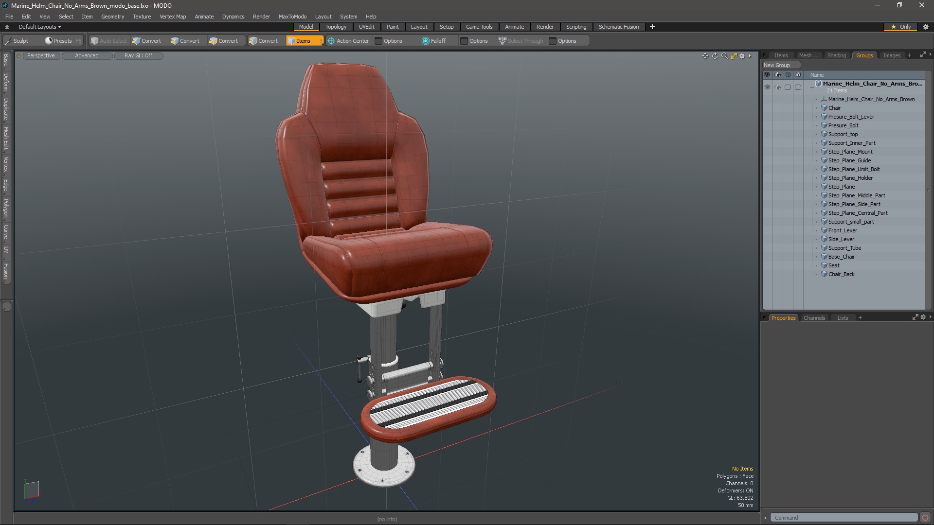 3D Marine Helm Chair No Arms Brown