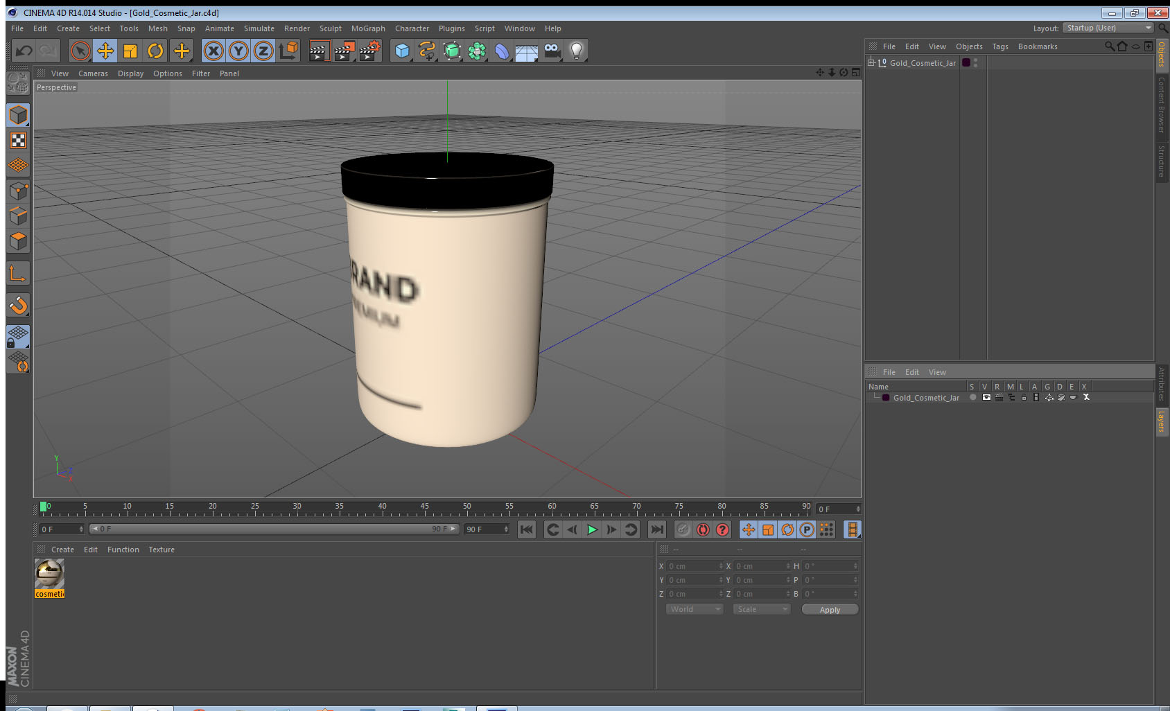 Gold Cosmetic Jar 3D