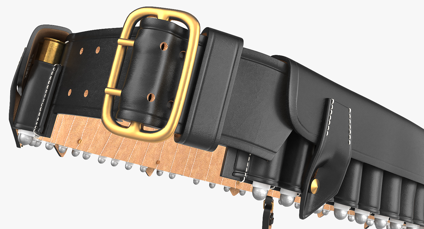 3D Black Leather Bandolier Ammo Belt model