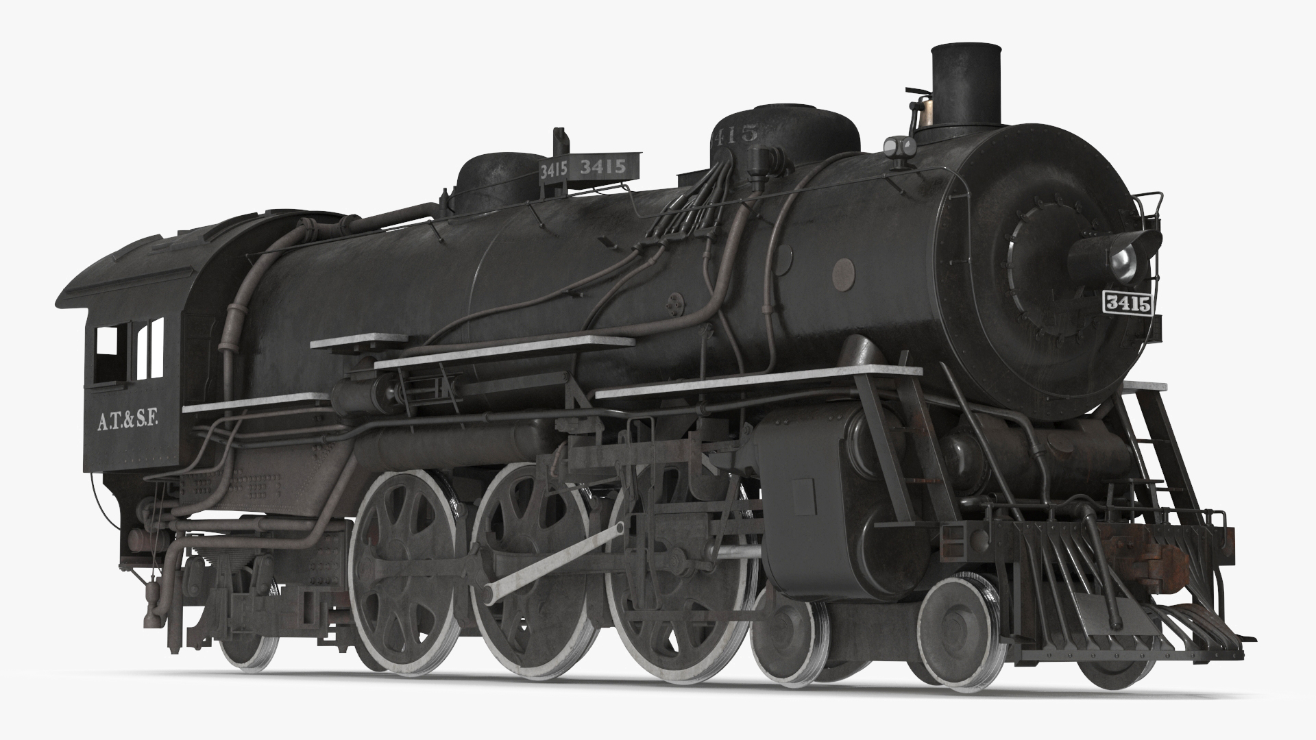 3D model Steam locomotive Santa Fe 3415