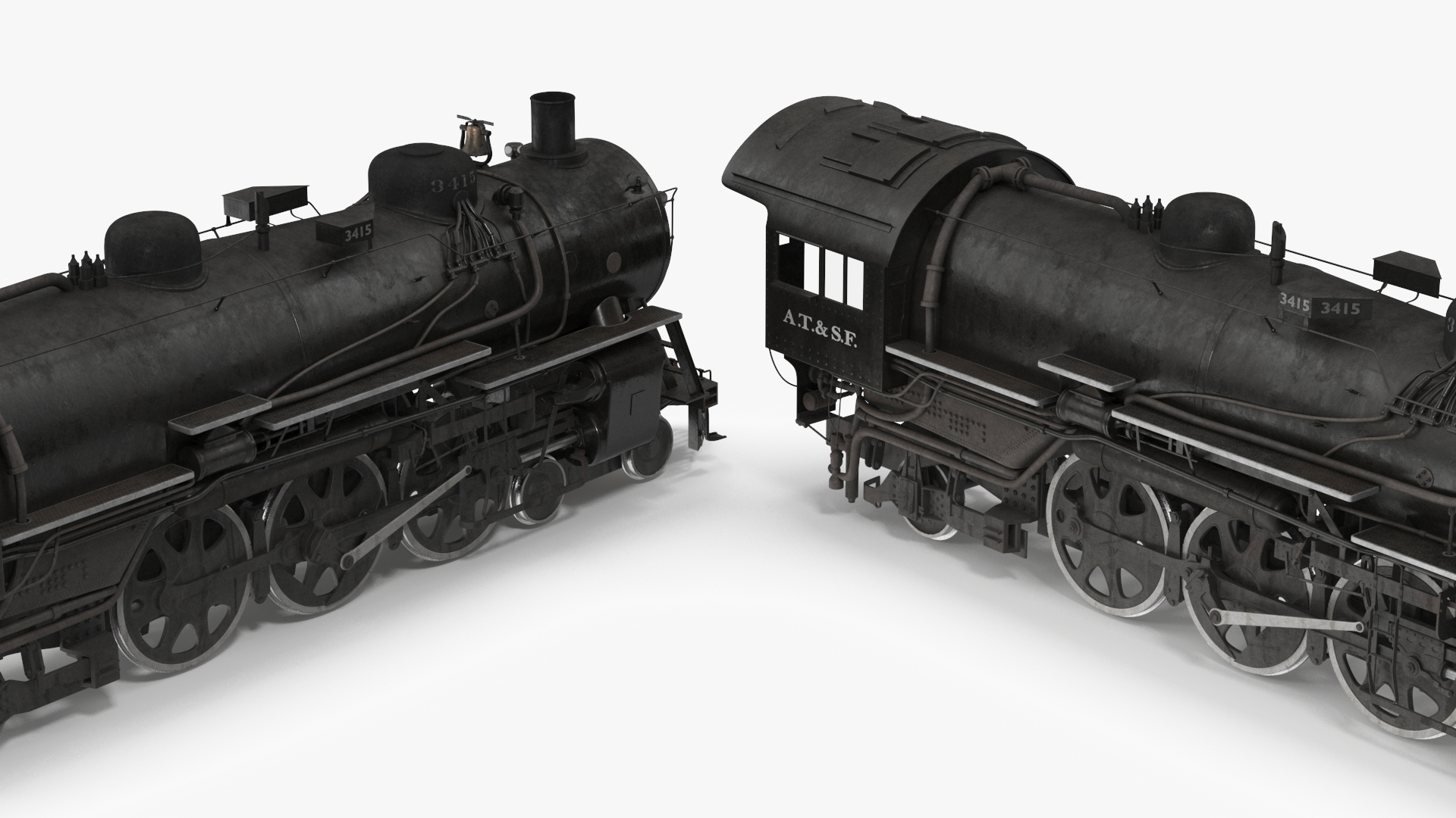 3D model Steam locomotive Santa Fe 3415