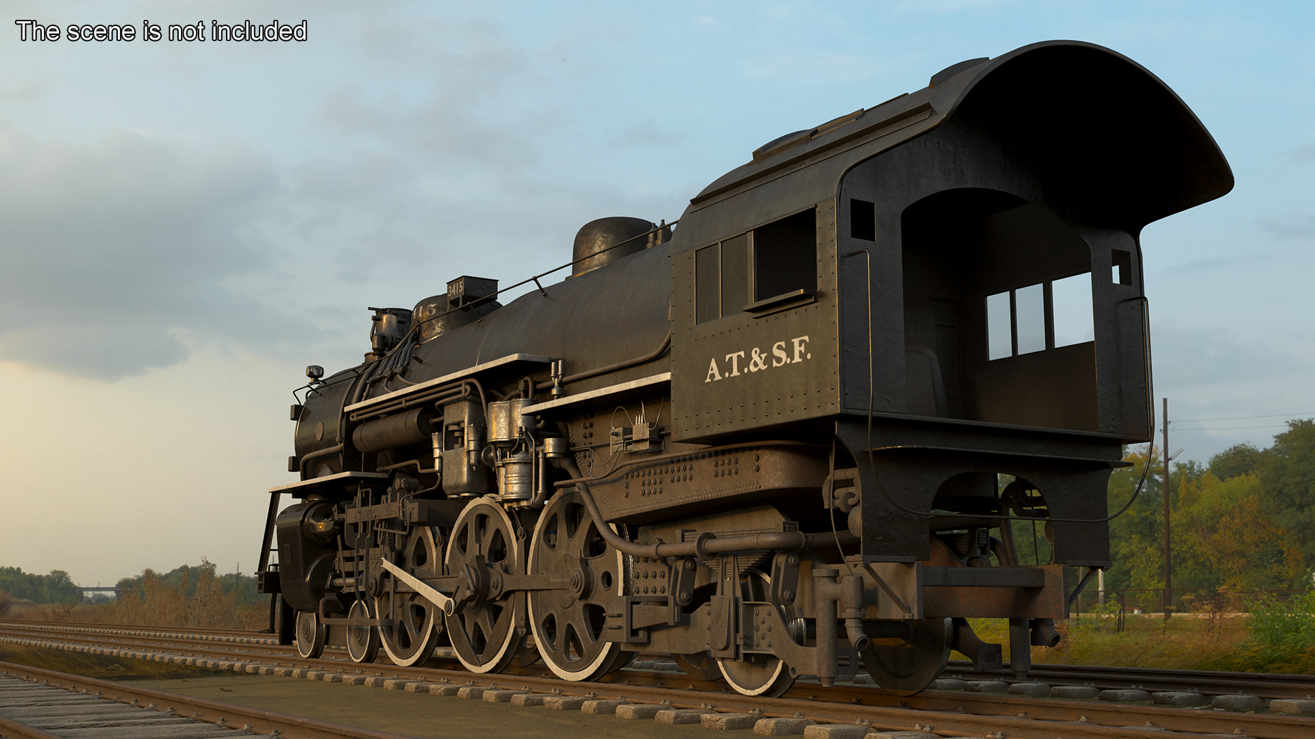 3D model Steam locomotive Santa Fe 3415