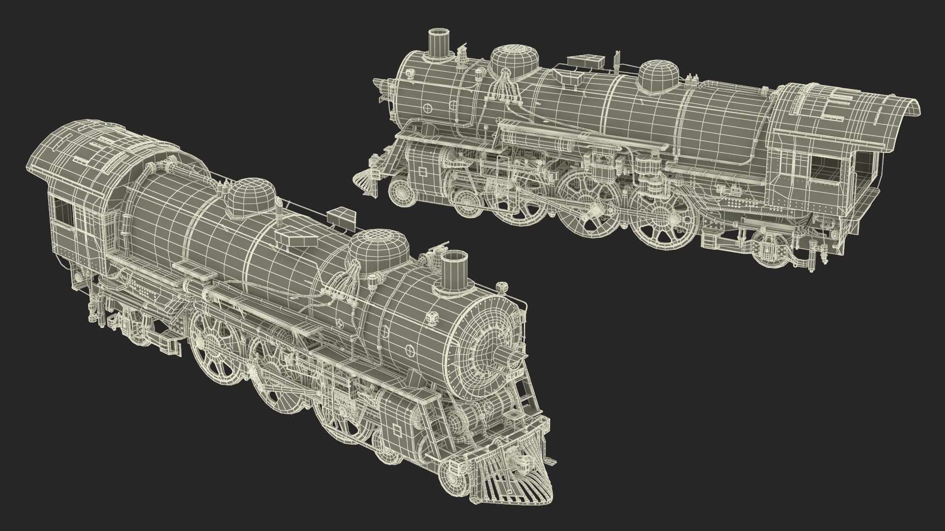 3D model Steam locomotive Santa Fe 3415