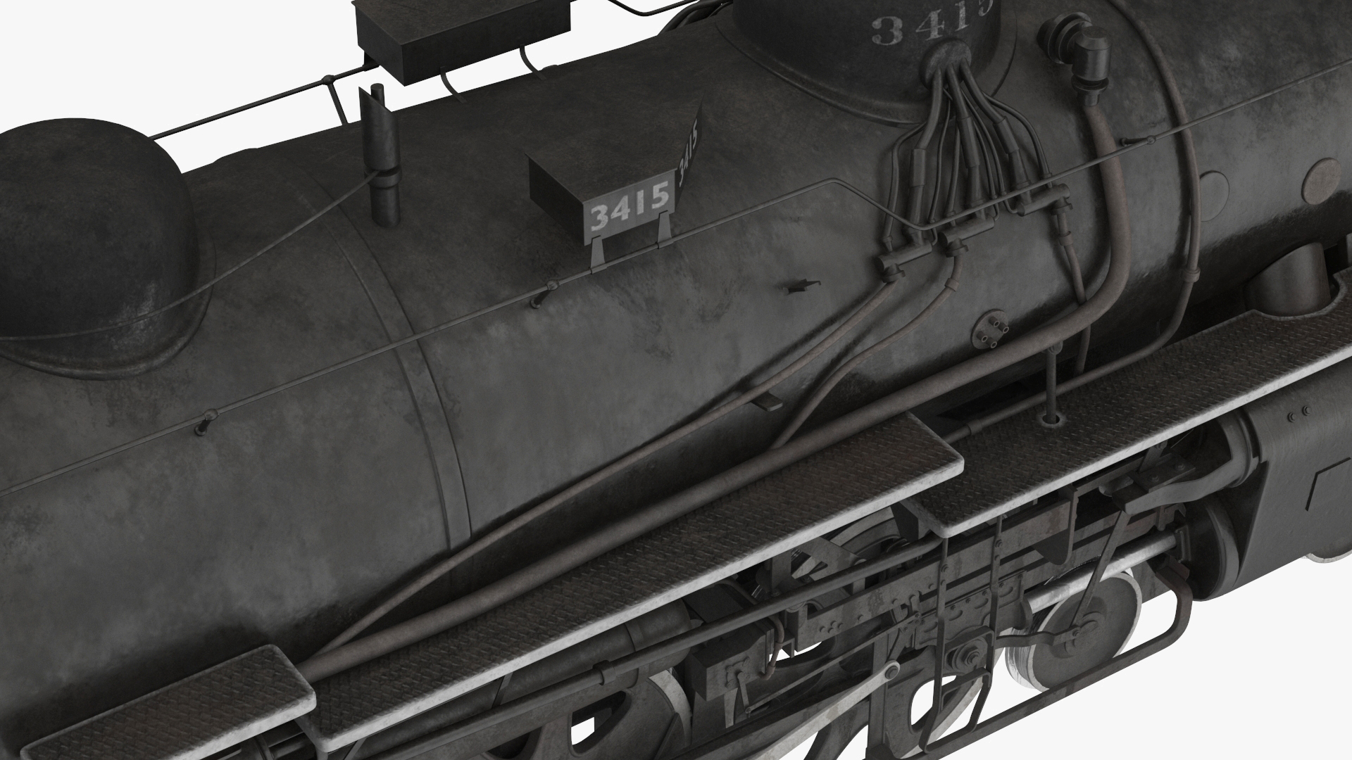 3D model Steam locomotive Santa Fe 3415