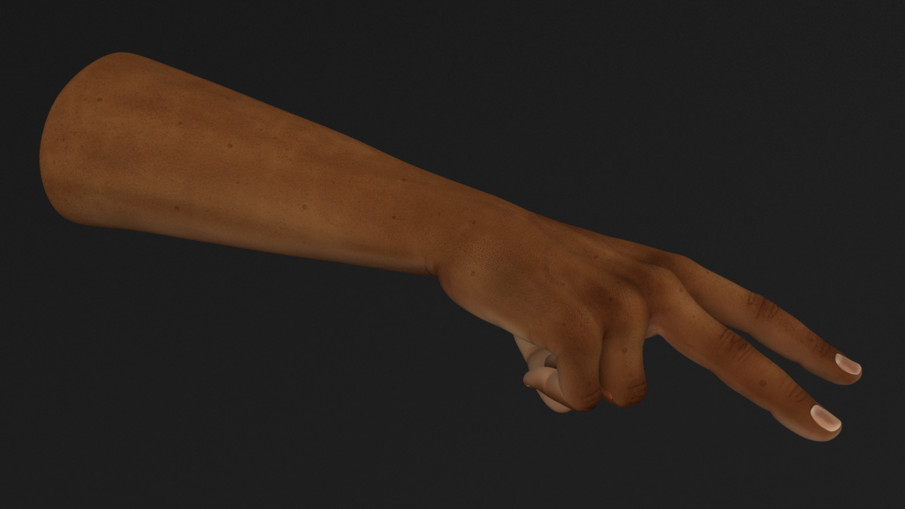 3D Hand of African Male Victory Sign Pose model