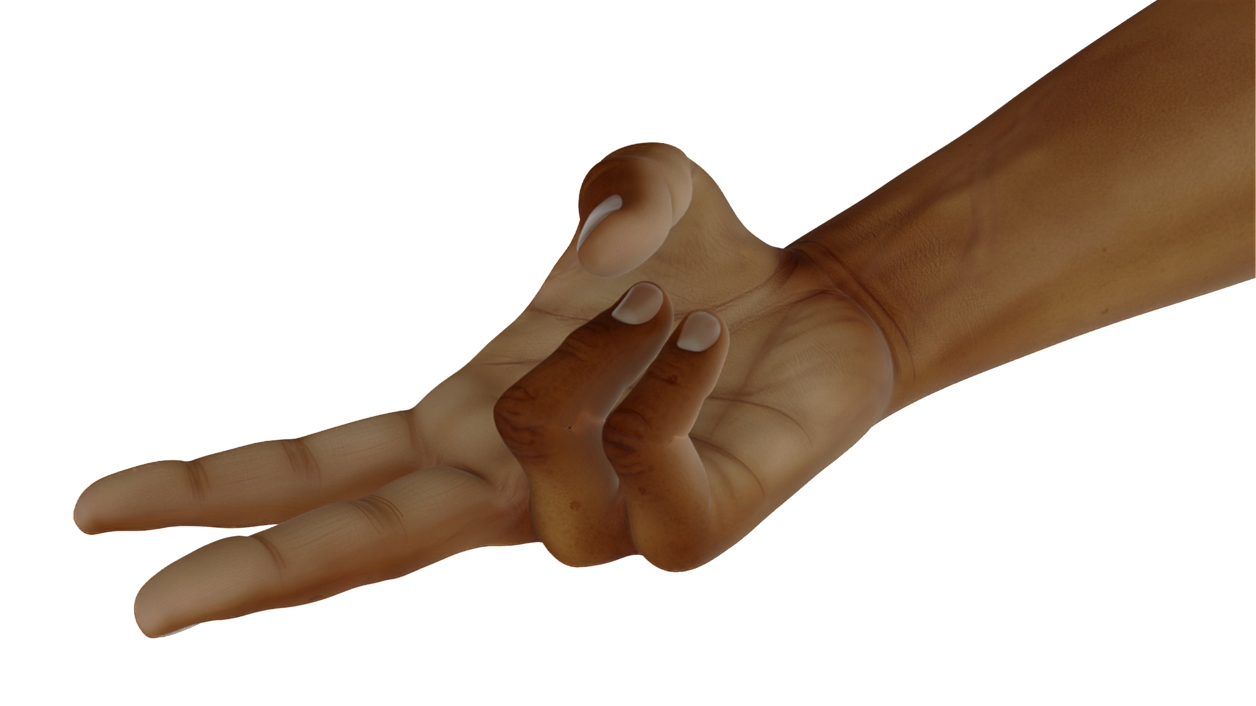 3D Hand of African Male Victory Sign Pose model