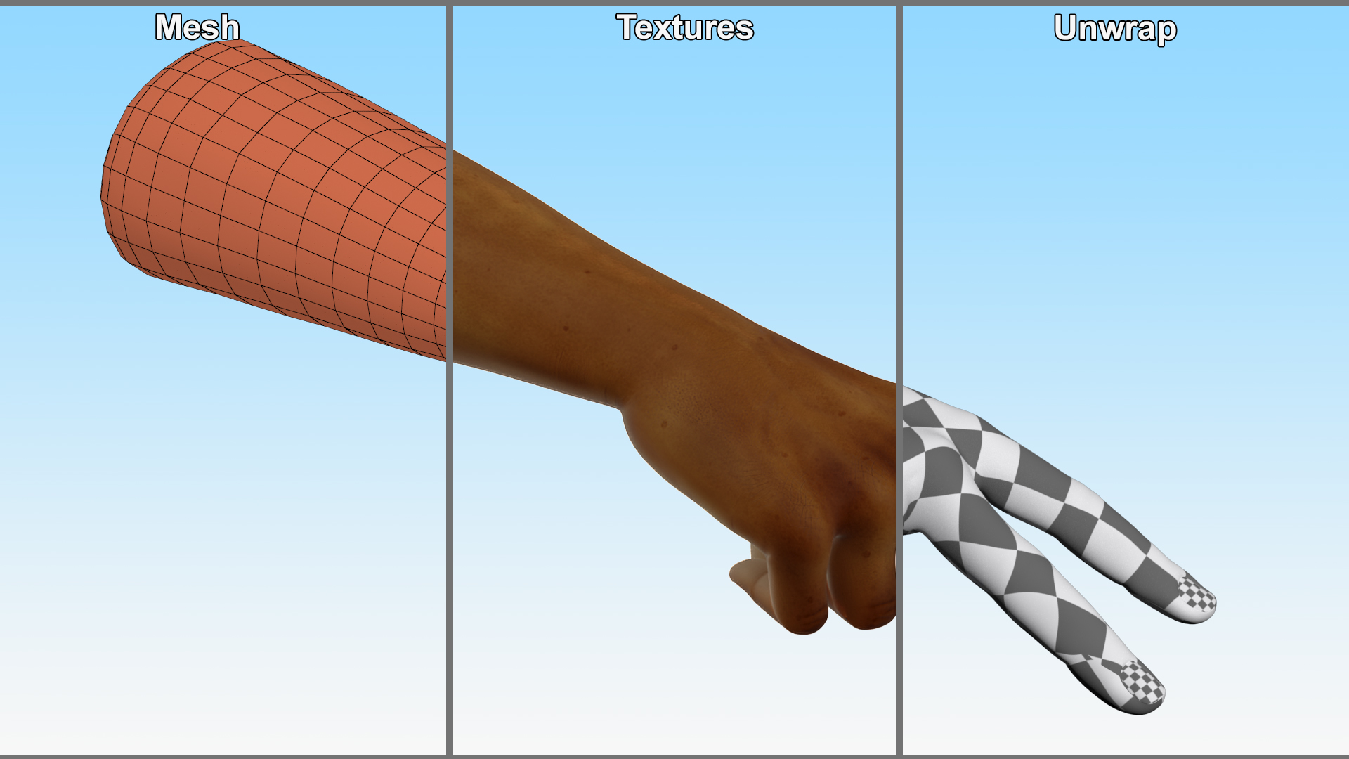 3D Hand of African Male Victory Sign Pose model