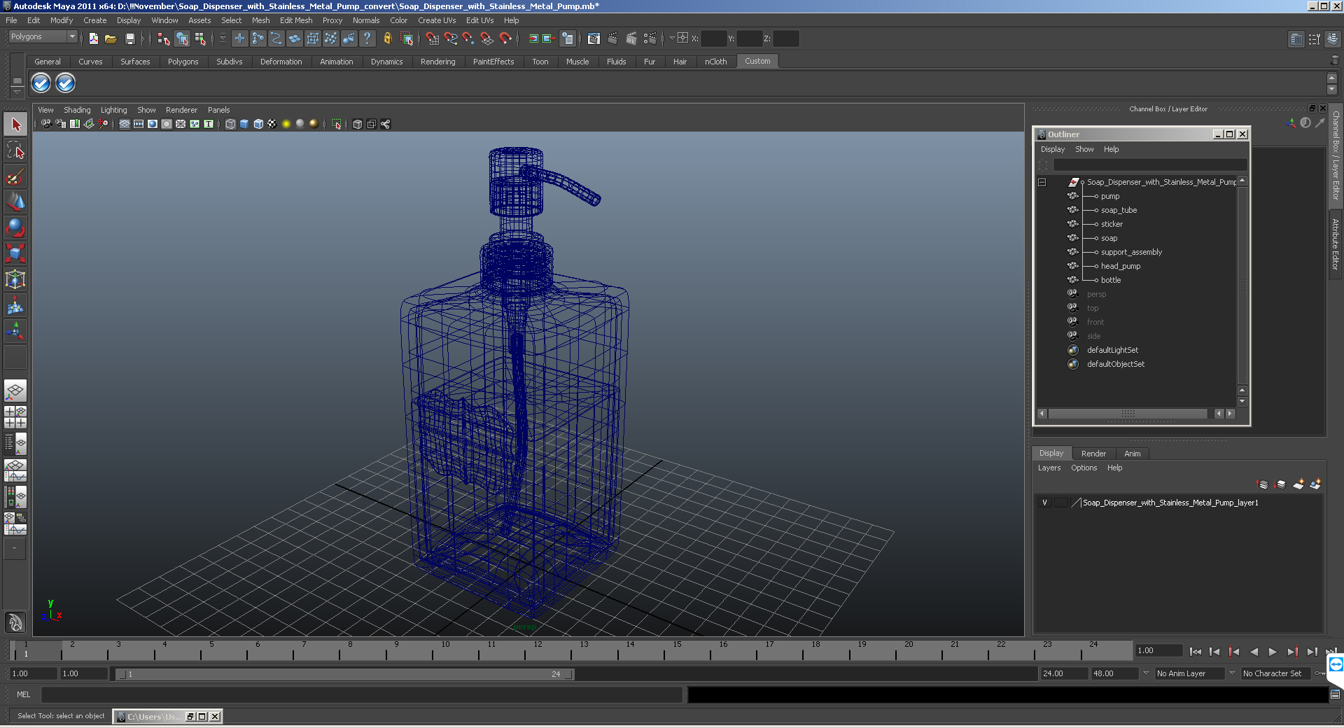 3D model Soap Dispenser with Stainless Metal Pump