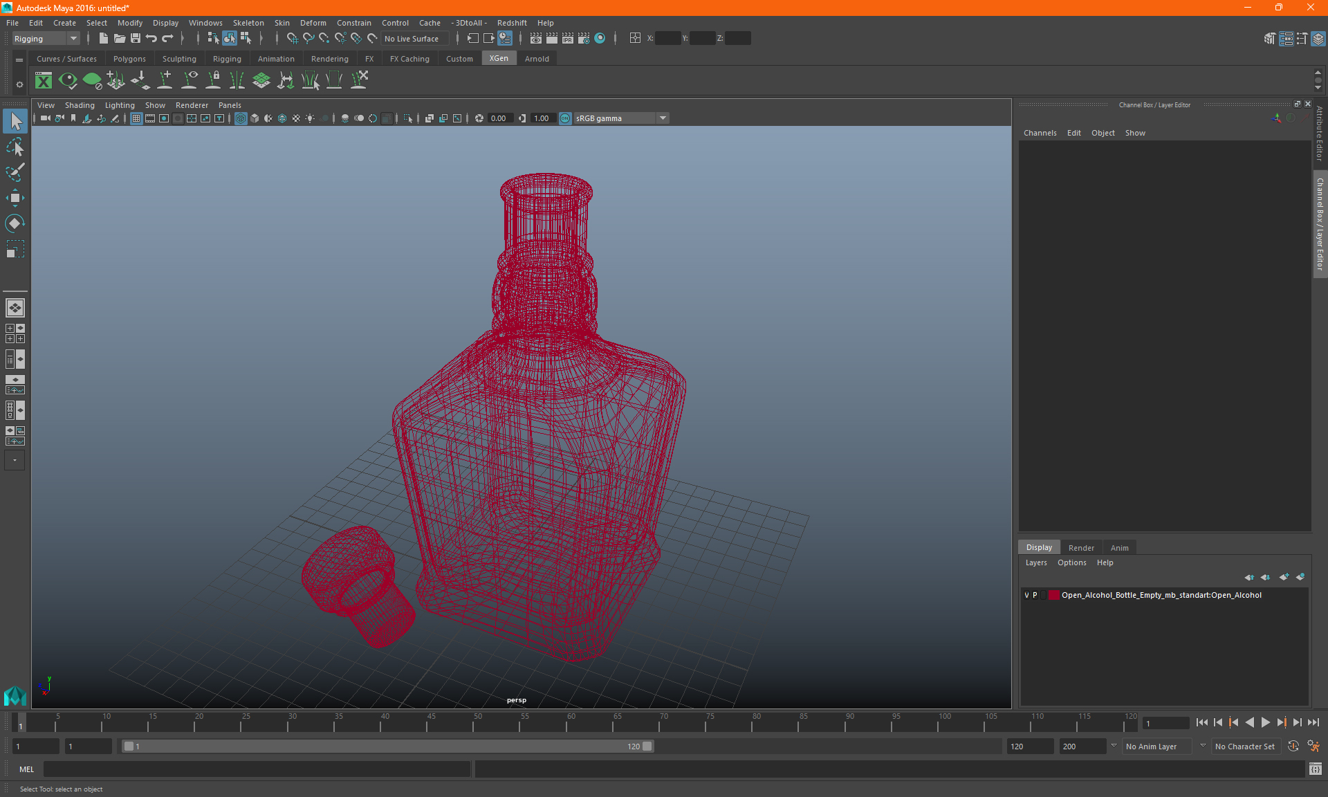 3D model Open Alcohol Bottle Empty